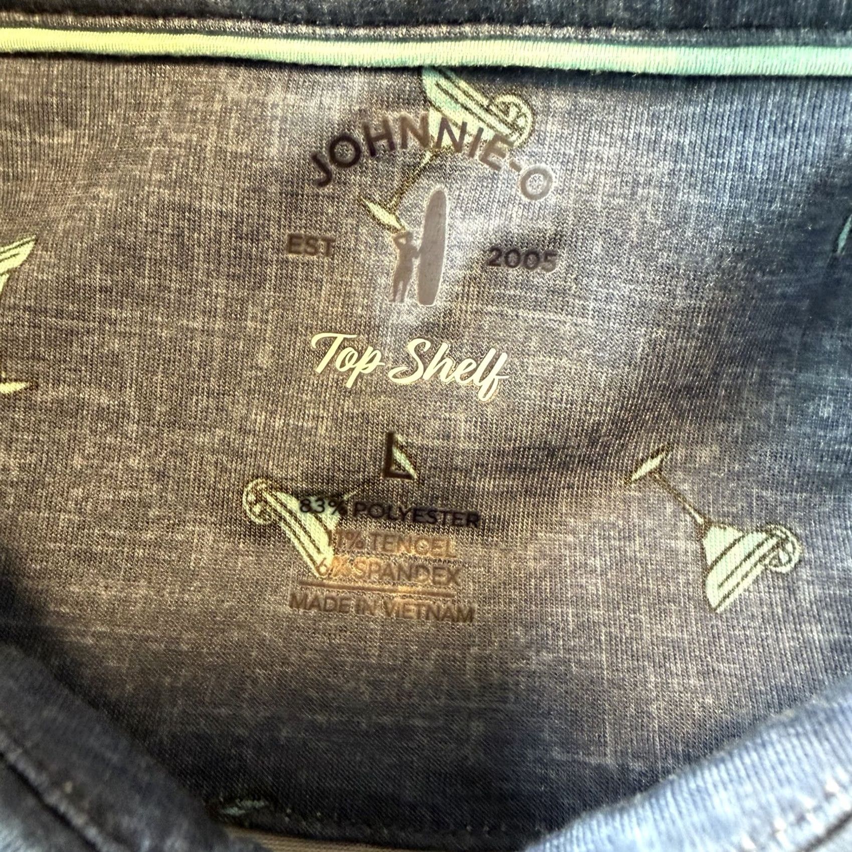 johnnie-O johnnie-O Polo Shirt Men’s Large Blue Geometric Logo AOP Martini Glass Top Shelf Mission Hills Golf New Size US L / EU 52-54 / 3 - 4 Thumbnail