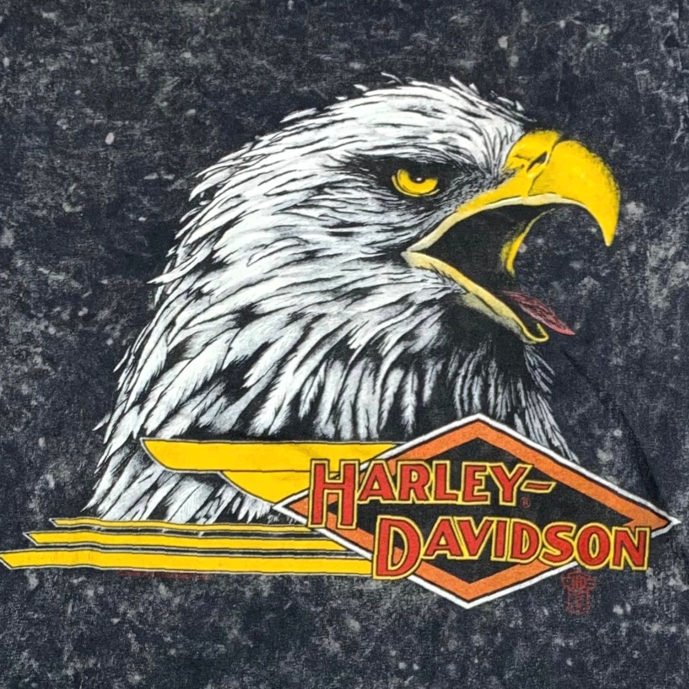 VINTAGE Harley-Davidson T-Shirt Mens Gray 80s Single Stitch Acid  display picture 1
