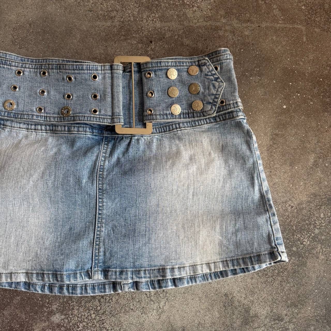 20471120 × Vintage Amazing Super Sexy Y2K Vintage Glam Washed Denim Mini Skirt Size 27" / US 4 / IT 40 - 5 Thumbnail