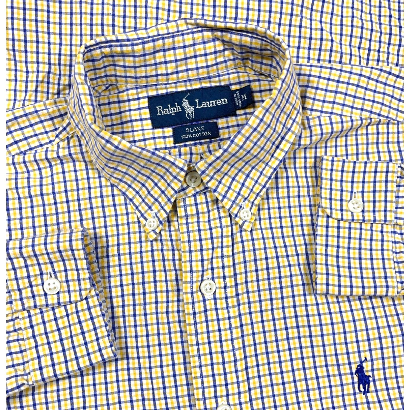 Ralph Lauren Ralph Lauren Shirt Men Medium Yellow Blue Button Up Blake Tattersall Plaid Dress Shirt Size 40R - 2 Thumbnail