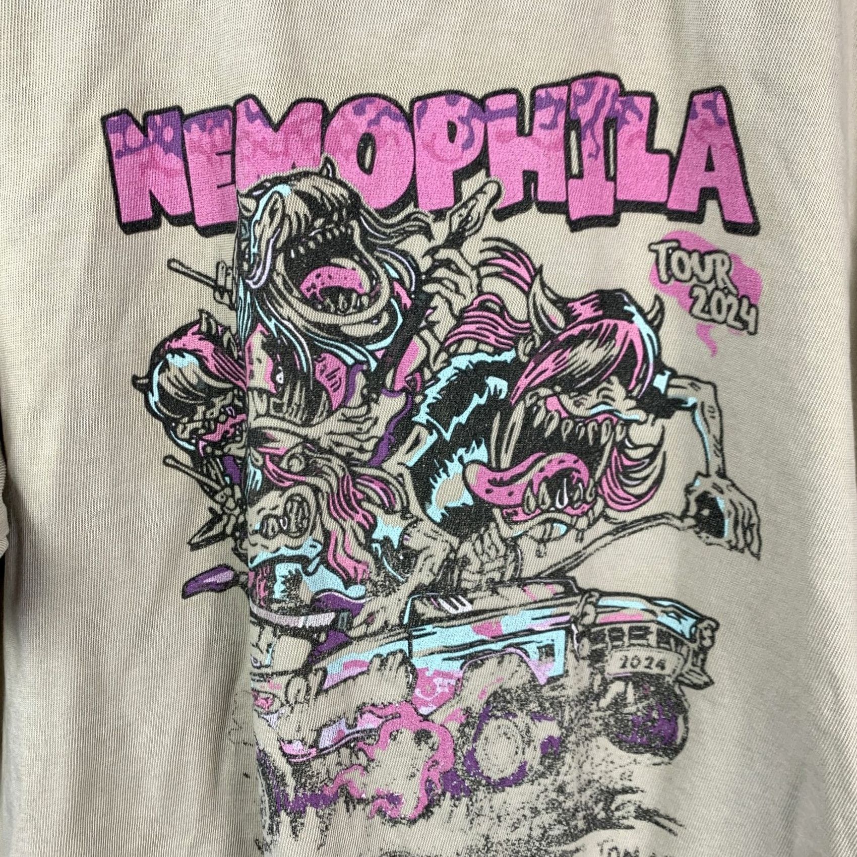 Vintage Nemophila Tour 2024 Band T-Shirt Mens M Lane Seven Khaki Garment Dyed Cotton Graphic Print Crew Neck Short Sleeve 100 Combed Cotton Size US M / EU 48-50 / 2 - 2 Thumbnail