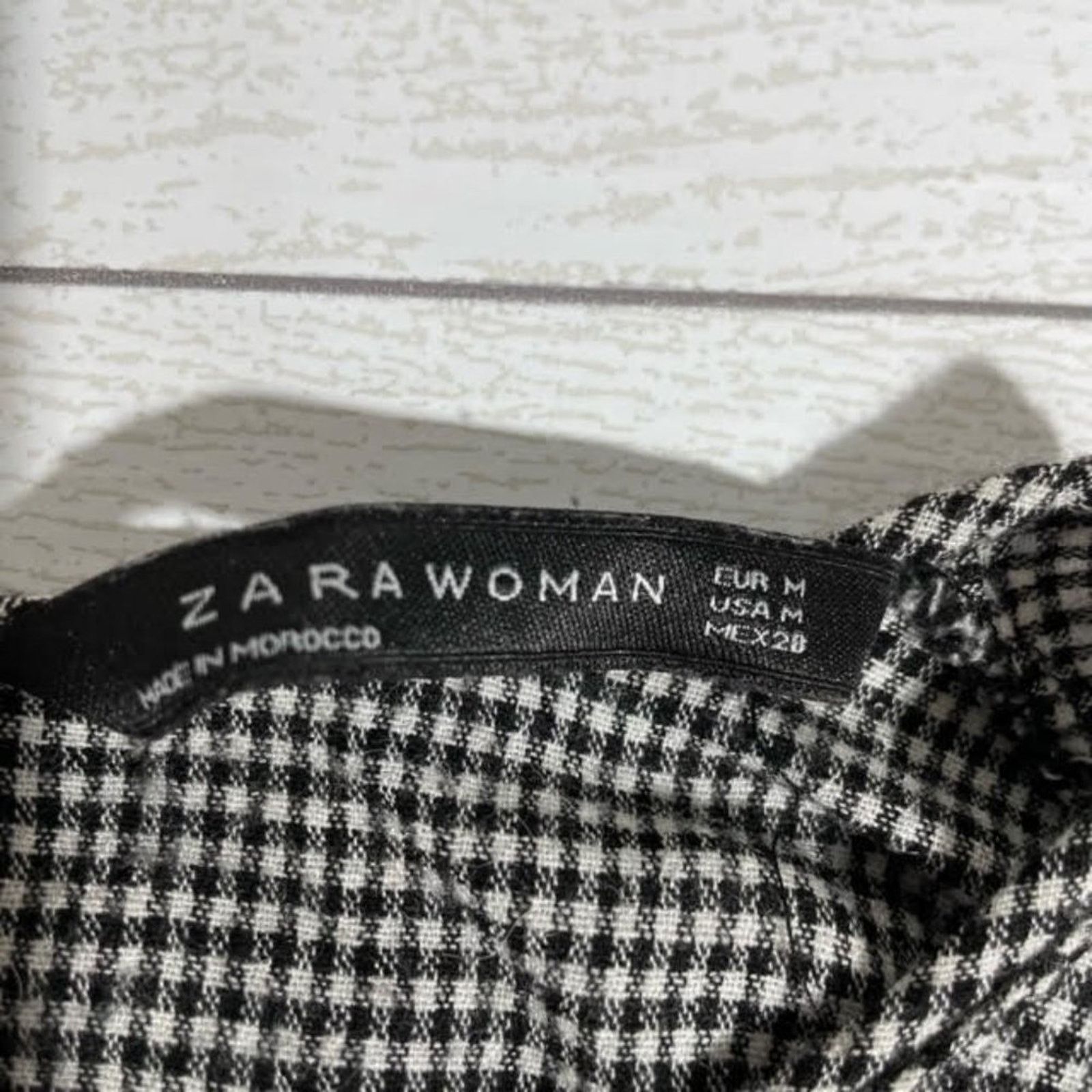 Zara Zara Woman Black White Scoop Neck Gingham Peplum Blouse Sz M Size M / US 6-8 / IT 42-44 - 9 Thumbnail