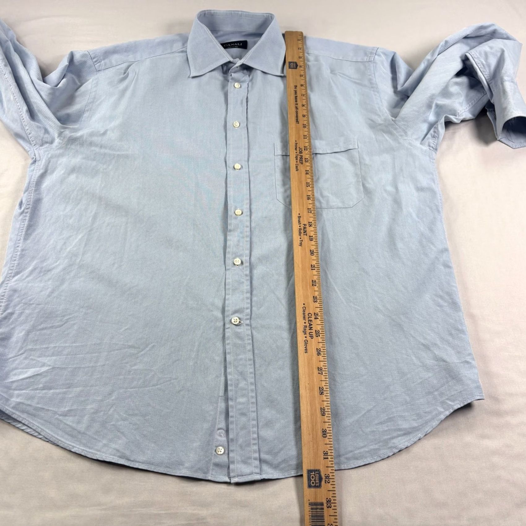 Canali Canali Shirt Mens 44 17.5 Blue Button Up Long Sleeve Formal Casual Italy Made Size 48R - 6 Thumbnail