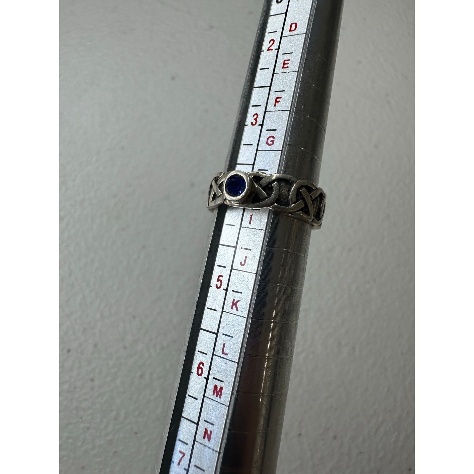 & Other Stories 925 Sterling Silver Celtic Ring Blue Sapphire Size 4 Band Size ONE SIZE - 3 Thumbnail