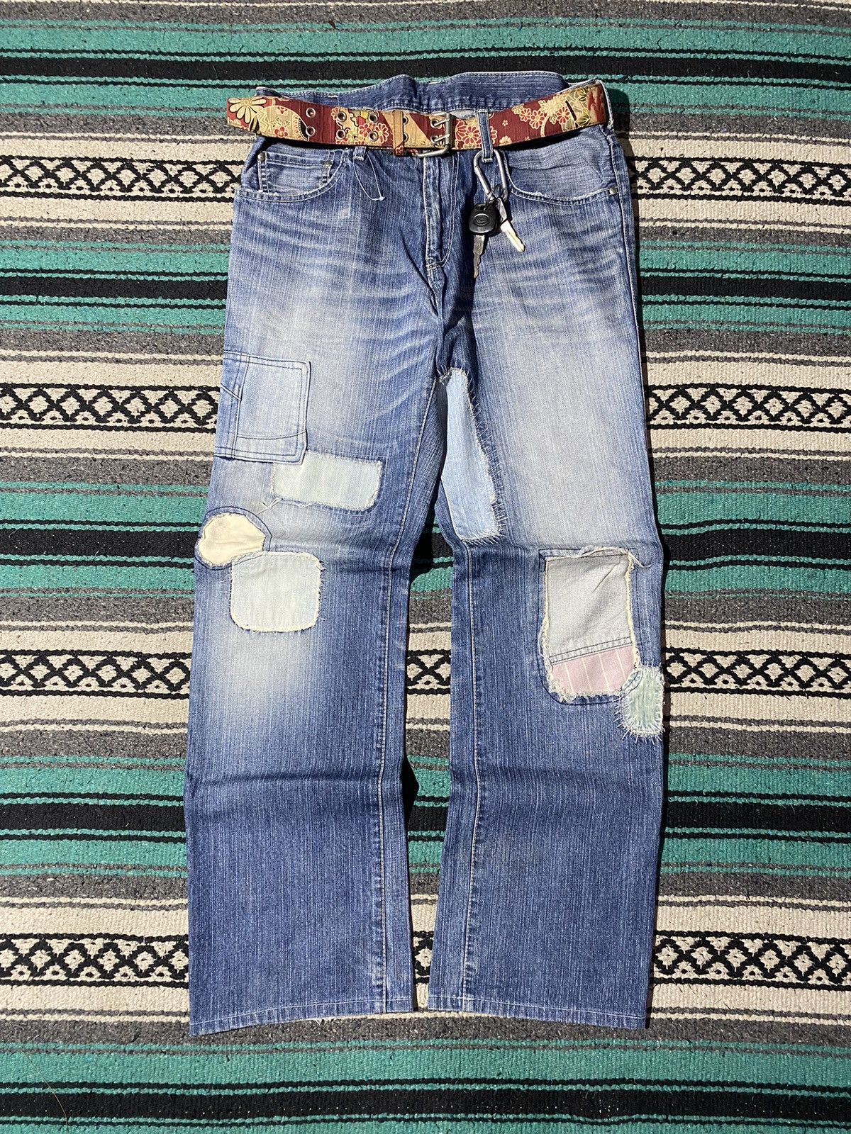 ABAHOUSE 2000s ABAHOUSE - Sashiko/Boro Patchwork Denim Pants Size US 34 / EU 50 - 1 Thumbnail