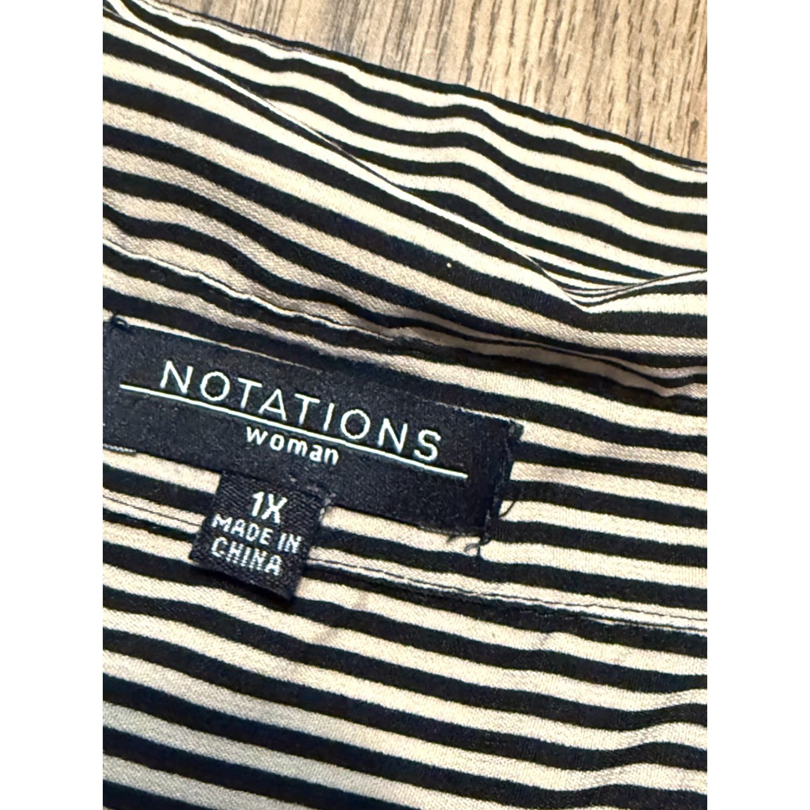 Vintage Notations Shirt, Women's Plus 1X Brown Black Striped Long Sleeve Button Up Shirt Size XL / US 12-14 / IT 48-50 - 5 Thumbnail