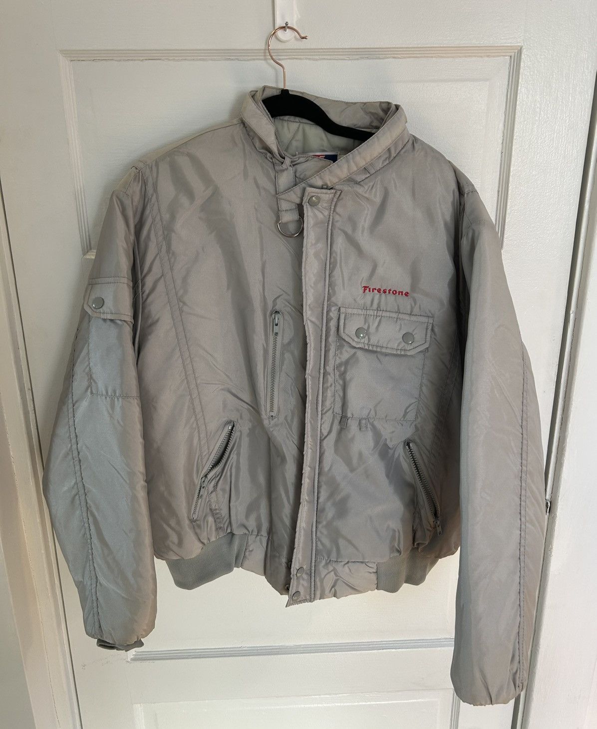 Swingster Vintage 1980s Swingster Firestone Bomber Jacket Size XL Grey Size US XL / EU 56 / 4 - 1 Thumbnail