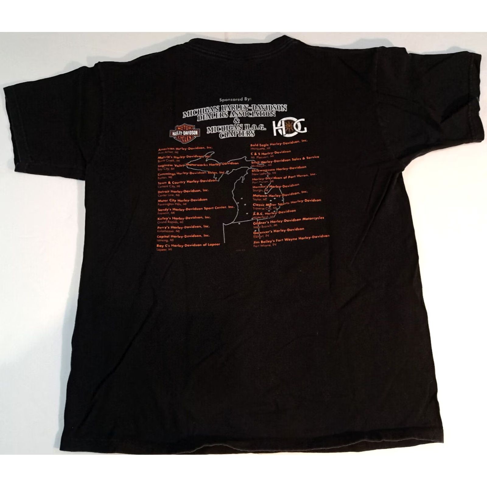 Harley Davidson Harley-Davidson T-Shirt XL Black USA Men Short Sleeve Graphic 2001 Michigan H.O.G. Rendezvous Bike Dealer Size US XL / EU 56 / 4 - 7 Thumbnail