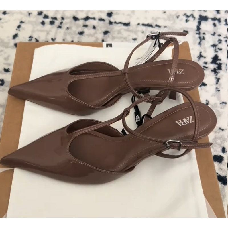 Zara ZARA Faux Patent Leather Heels Size US 10 / IT 40 - 6 Thumbnail
