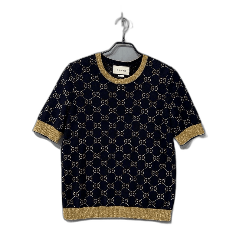 Gucci Gucci Black Gold Knit Short Sleeve Top-2505 Size XL / US 12-14 / IT 48-50 - 1 Thumbnail