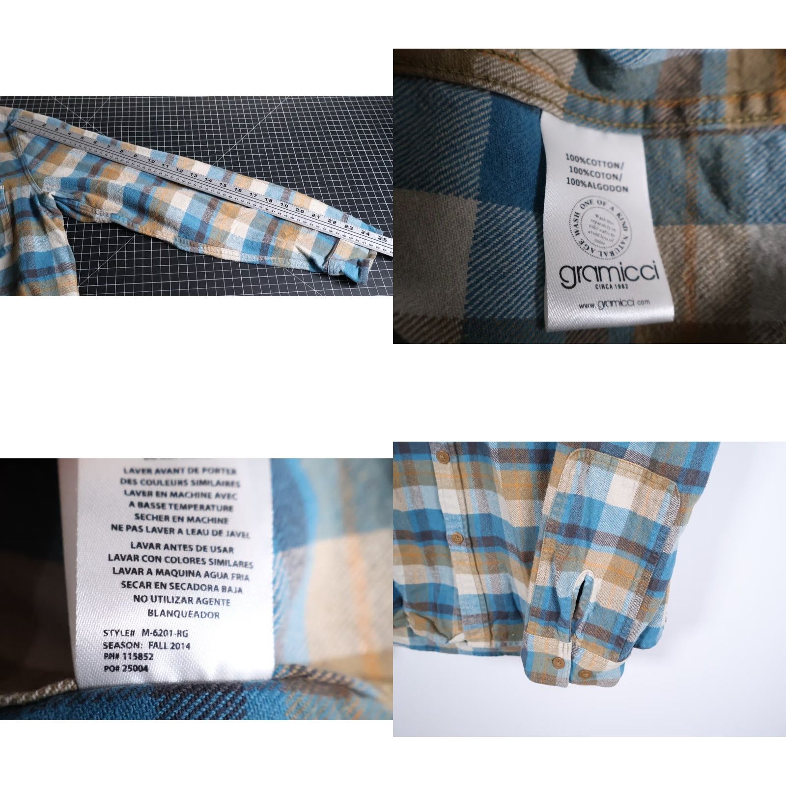 Gramicci Gramicci Flannel Shirt Mens Large Gray Blue Plaid 100% Cotton Workwear Vintage No 90s Grunge Retro Casual Button-Up Size US L / EU 52-54 / 3 - 8 Thumbnail