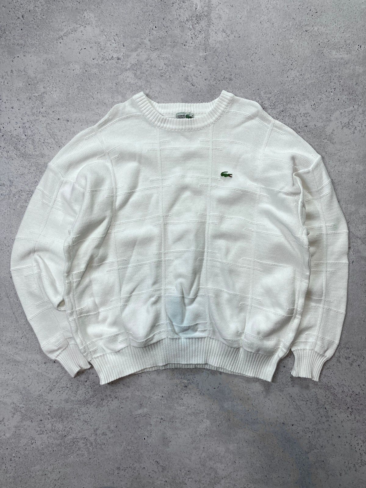 Pre-owned Cardigan X Lacoste 90's! Vintage Lacoste Sweater Knit Archive In White