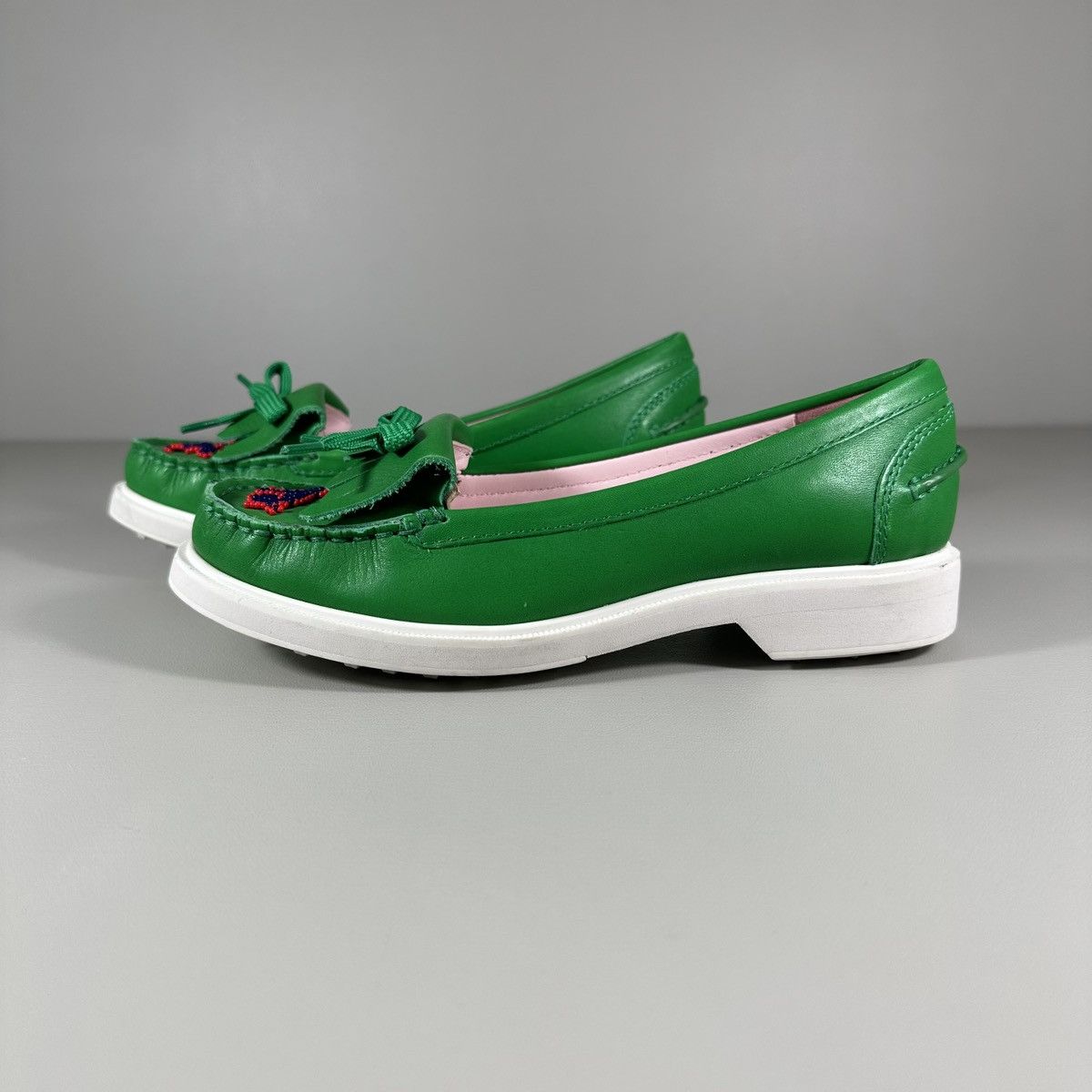 Tory Burch Tory Burch Sport Beaded Rabbit Court Green Mocs Size US 5.5 / IT 35.5 - 1 Thumbnail