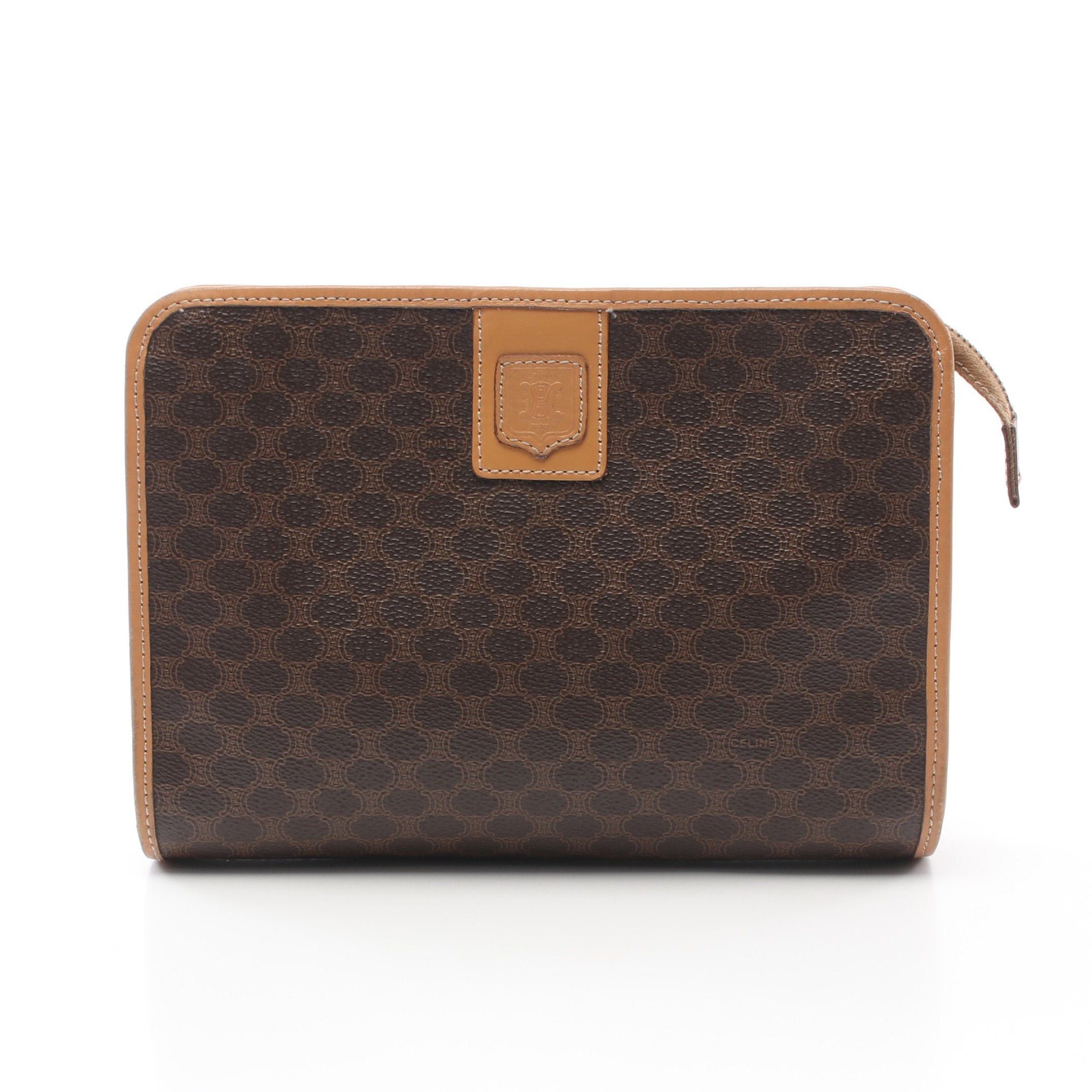 image of Celine Macadam Pouch Pvc Leather Dark Brown Light Brown, Women's