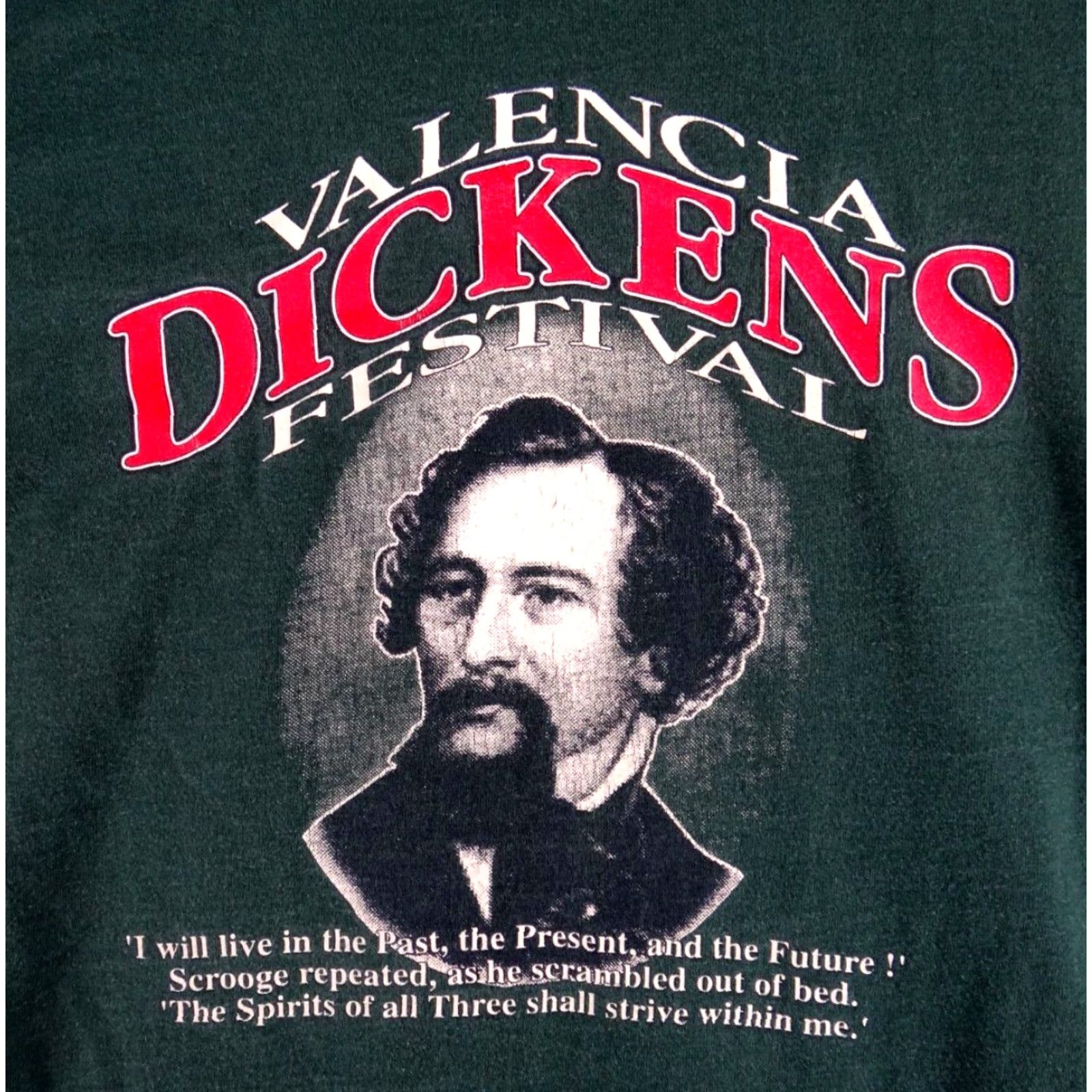 Fruit Of The Loom VTG 90s Valencia Charles Dickens Festival Single Stitch Green T Shirt Men's XL Size US XL / EU 56 / 4 - 2 Thumbnail