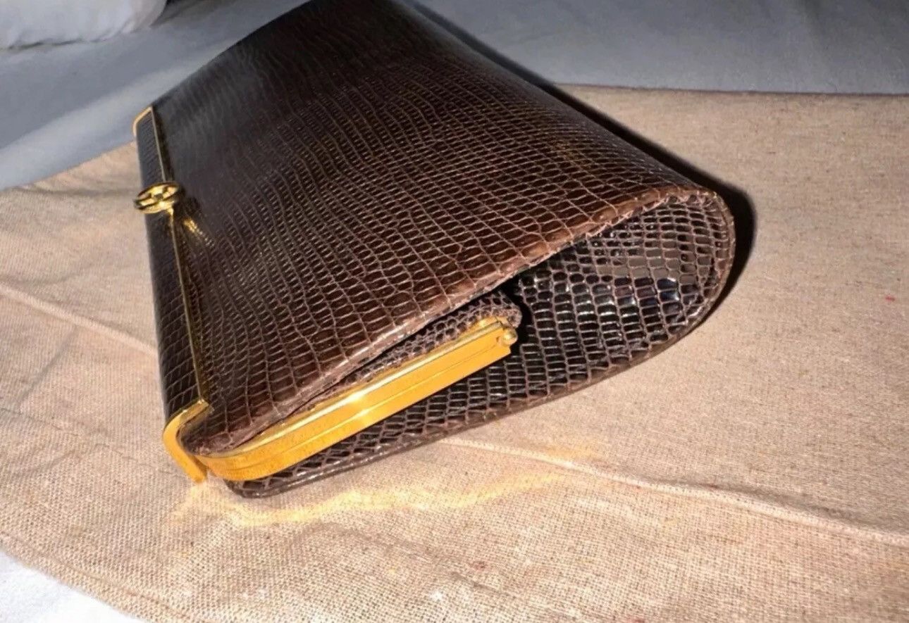 Gucci Gucci Rare Dark Brown Lizard Clutch Wallet Size ONE SIZE - 5 Thumbnail