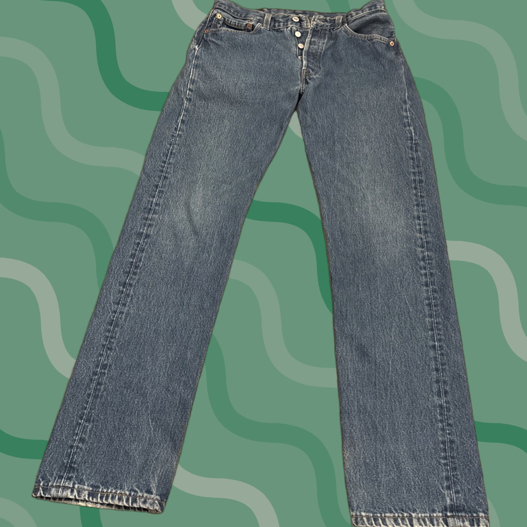 Levi's VINTAGE Levi's 501 Jeans Men 33x34 Straight Button Fly Dark Wash 90s Mens Size US 33 - 1 Thumbnail
