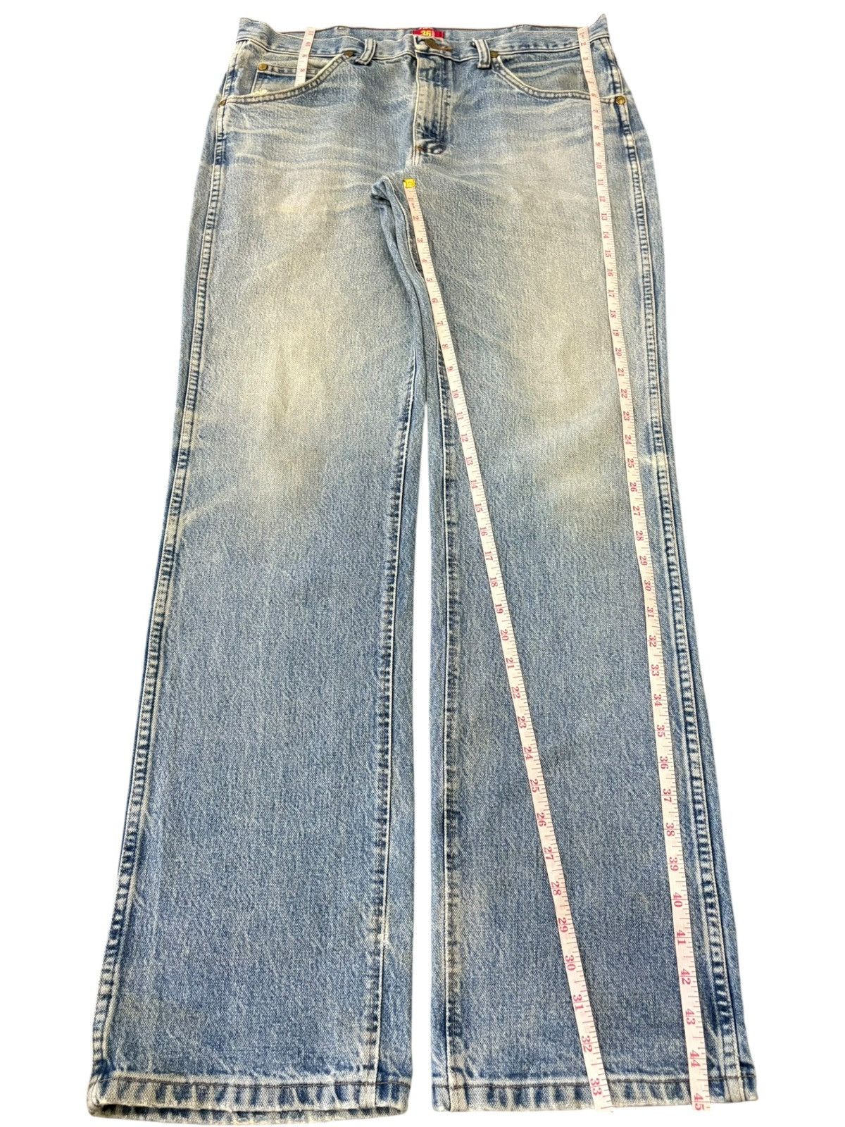 Wrangler Vintage 90s Wrangler Blue Wash Distressed Loose Jeans Size 35" - 8 Thumbnail