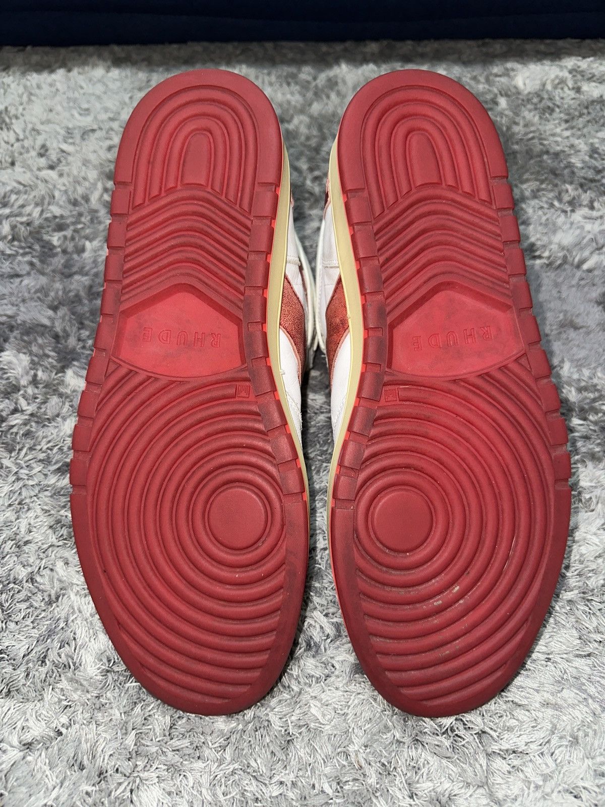 Rhude Rhude White/Red leather BBall Hi Top Sneaker Size US 11 / EU 44 - 5 Thumbnail