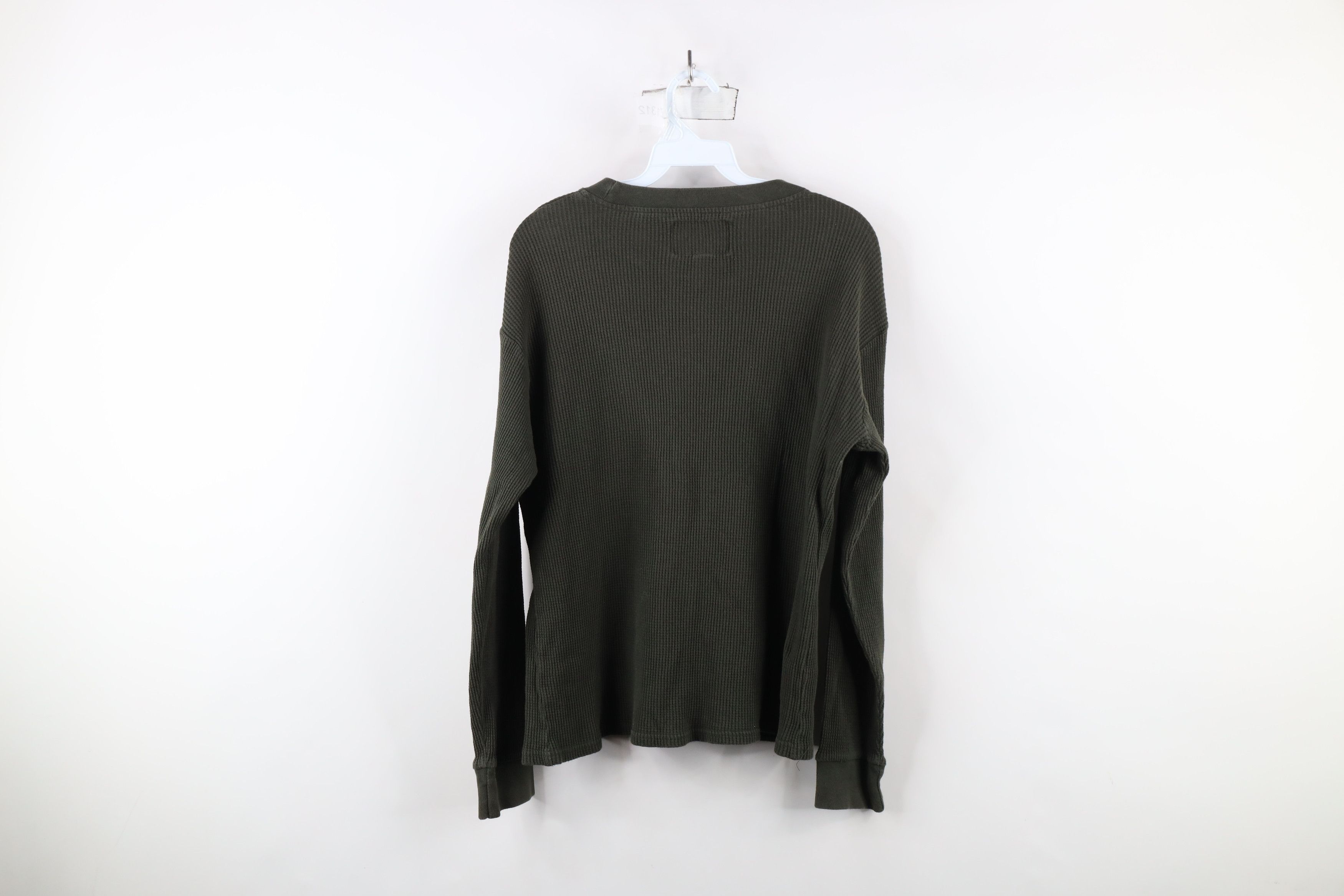 Vintage Vintage 90s Streetwear Waffle Knit Long Sleeve T-Shirt Olive Size US M / EU 48-50 / 2 - 6 Thumbnail