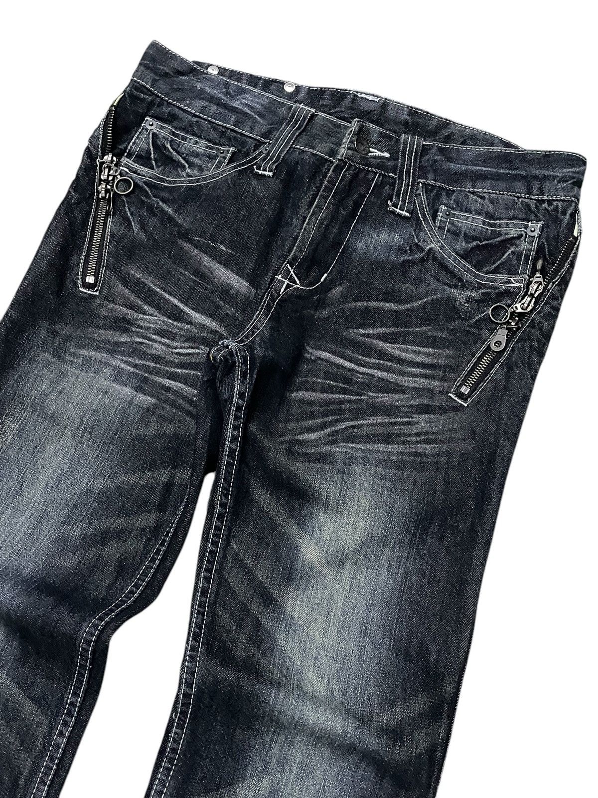 If Six Was Nine × Le Grande Bleu (L.G.B.) × semanticdesign Semantic Design Japan Multi Zipper Slant Pocket Flared Jeans Size US 30 / EU 46 - 3 Thumbnail