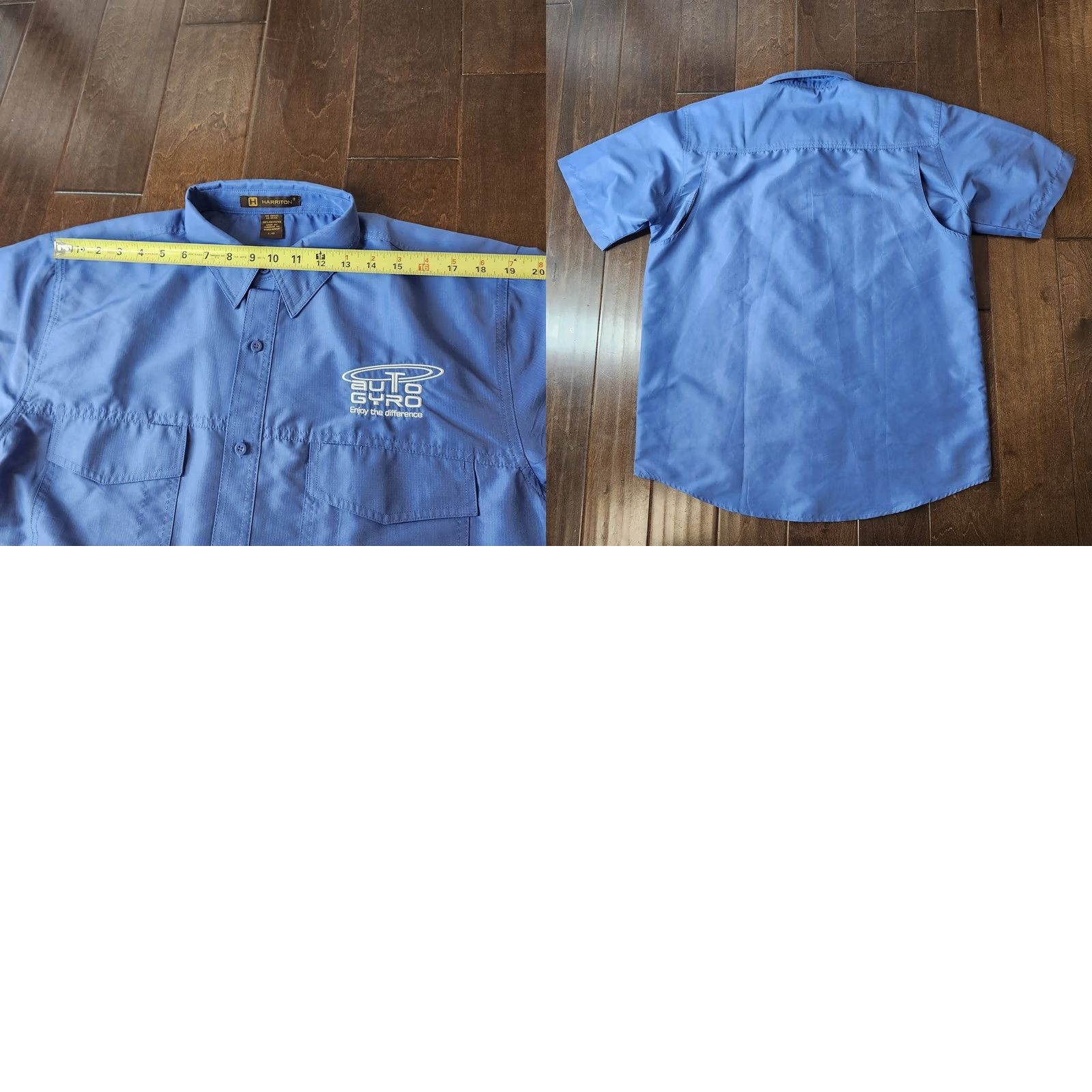 Vintage Harriton Aviation Shirt Mens Large Blue Button Up USA Planes Short Sleeve Solid Collar Upward T-Shirts? Size US L / EU 52-54 / 3 - 9 Thumbnail