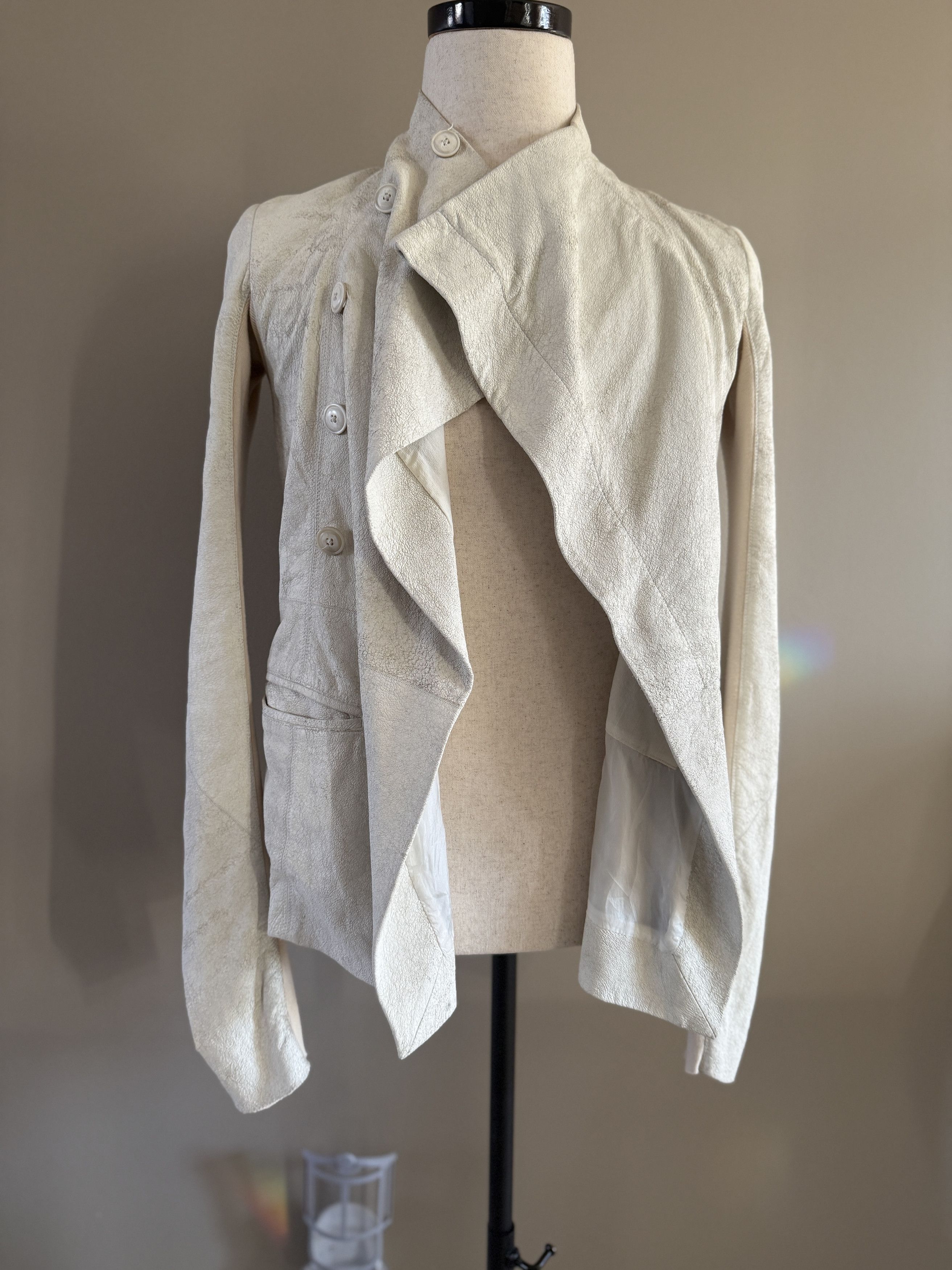 Rick Owens Rick Owens White Blistered Leather Jacket Size US XS / EU 42 / 0 - 4 Thumbnail