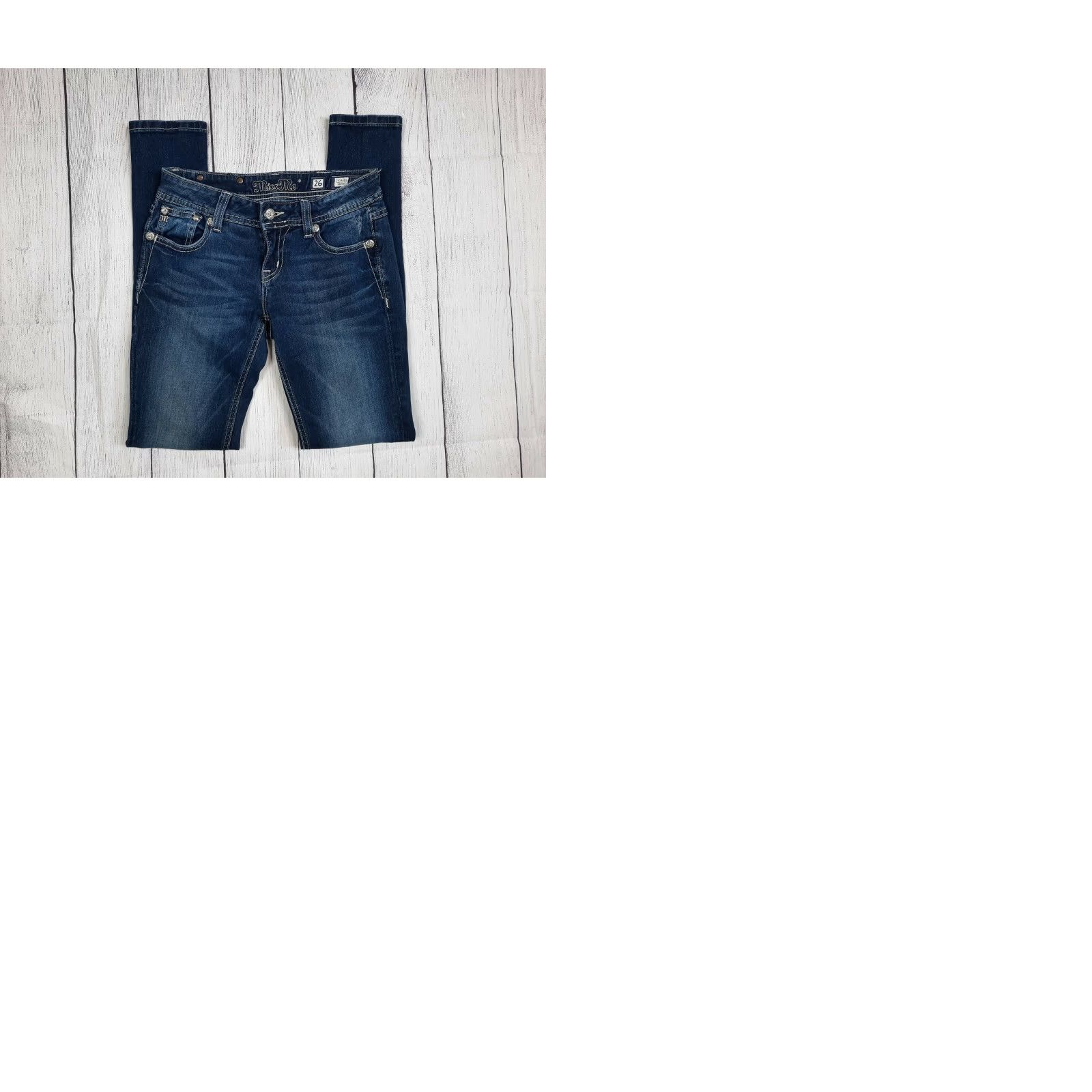 Miss Me Miss Me Skinny Women's Dark Wash Jeans JS5408G 26x29 Stretch Denim Distressed Jeans Womens Casual Denim Distressed 90s? Size 26" / US 2 / IT 38 - 9 Thumbnail