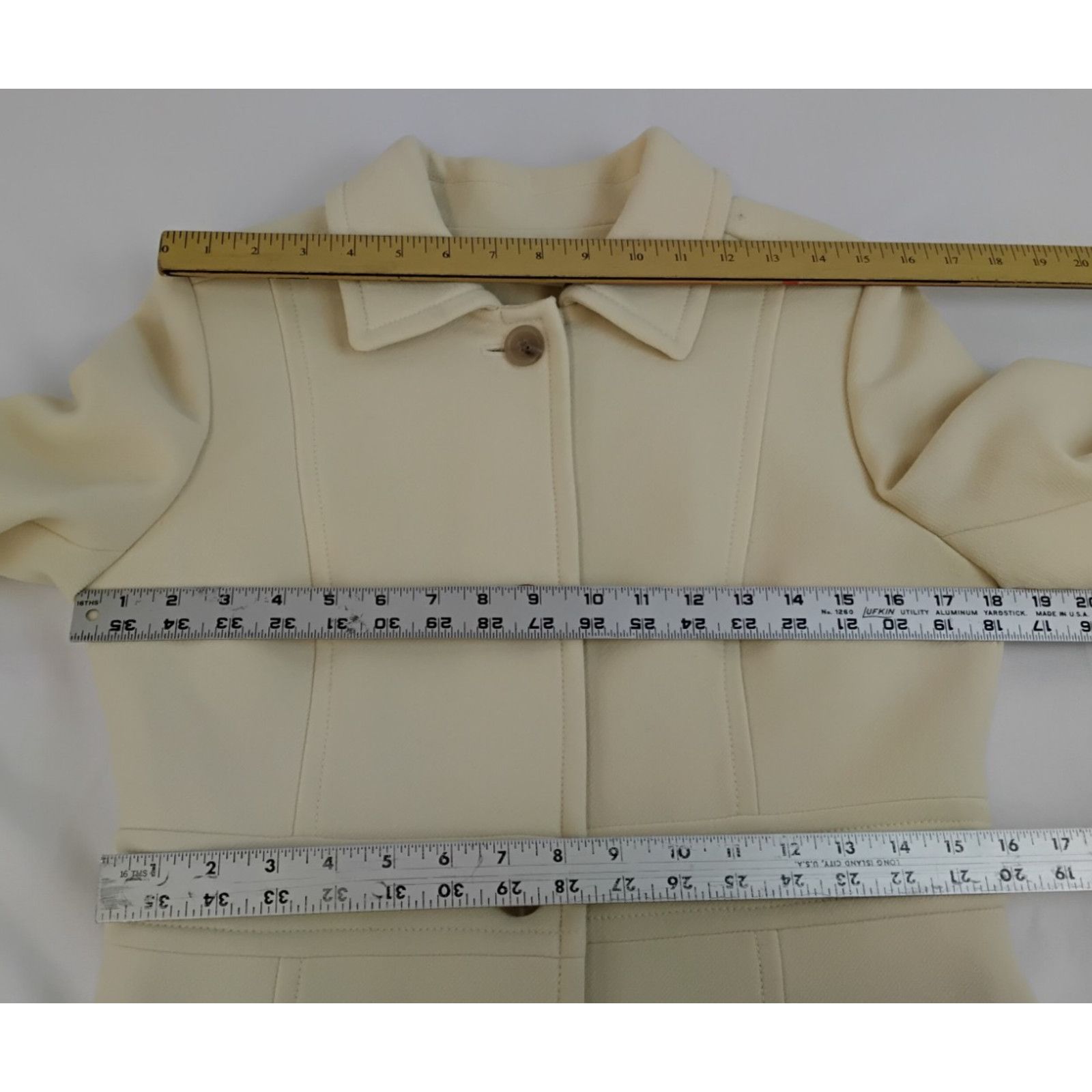 J.Crew J. Crew Wool Blend Pea Coat Women's 8 Cream Thinsulate 2007 Size M / US 6-8 / IT 42-44 - 18 Thumbnail
