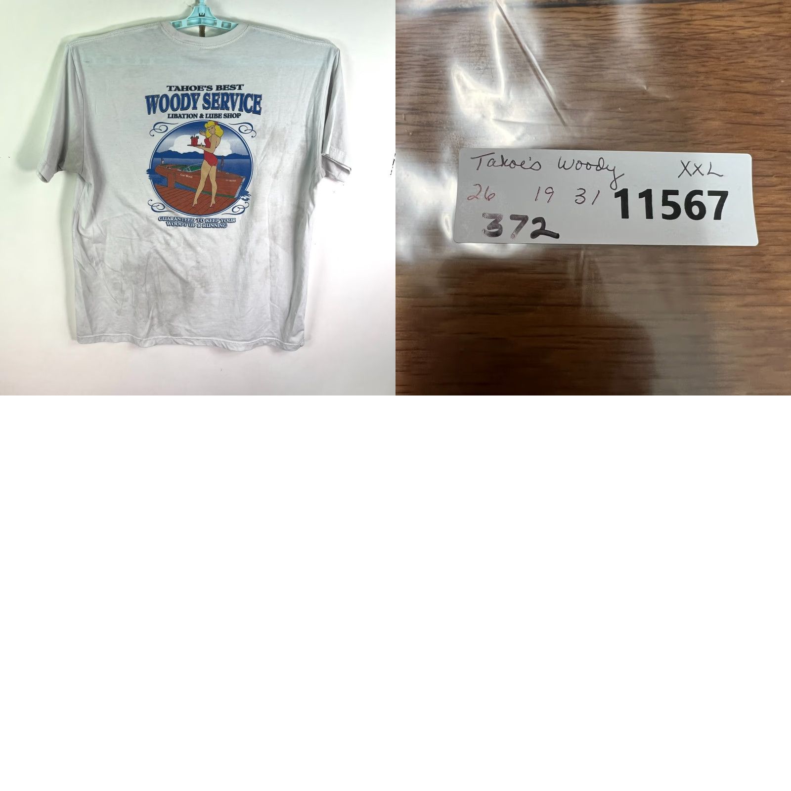 Next Level VINTAGE Next Level Tahoe's Best Woody Service T-Shirt Mens 2XL White Graphic Print Beer Adventure Time Size US XXL / EU 58 / 5 - 8 Thumbnail
