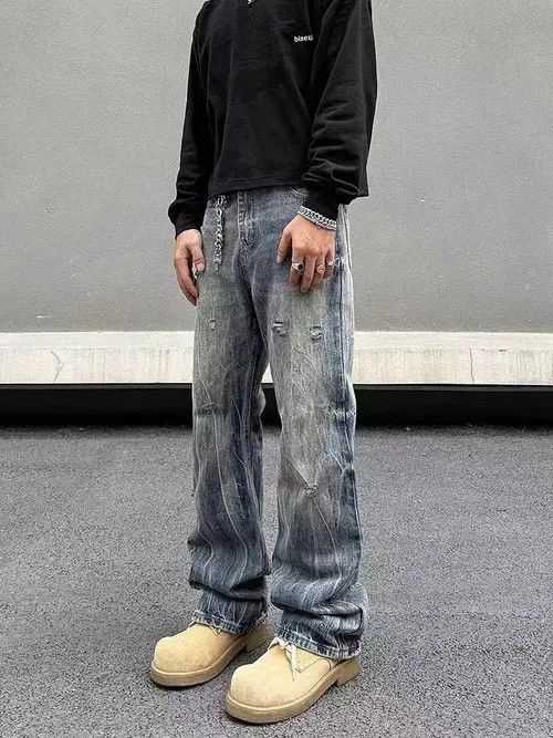 VIBE Street distressed corrugated crease micro-flared jeans Size US 32 / EU 48 - 4 Thumbnail