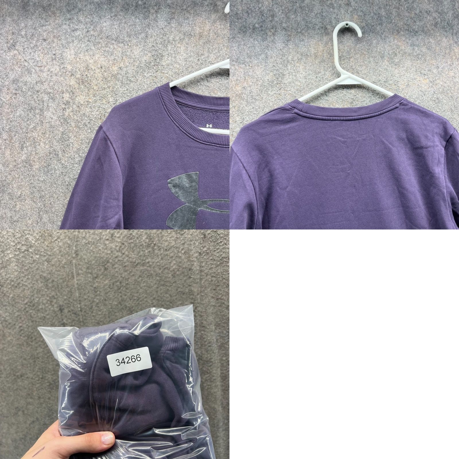 Under Armour Under Armour Pullover Sweatshirt Mens Large Purple Crewneck Fleece Logo Pocket Sweatshirt All Seasons Fall Winter Spring Summer Regular Mens Size US L / EU 52-54 / 3 - 8 Thumbnail