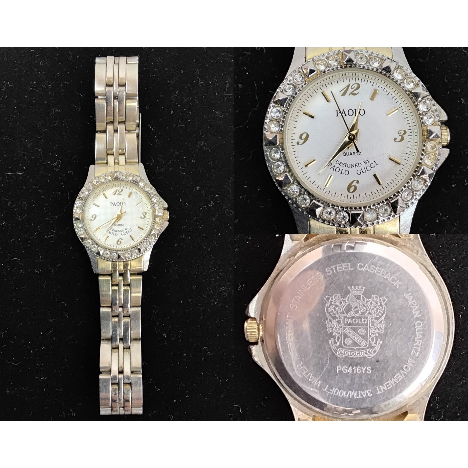 Paolo Gucci Paolo Gucci Ladies Watch 2-Tone Rhinestone New Battery Size ONE SIZE - 1 Thumbnail