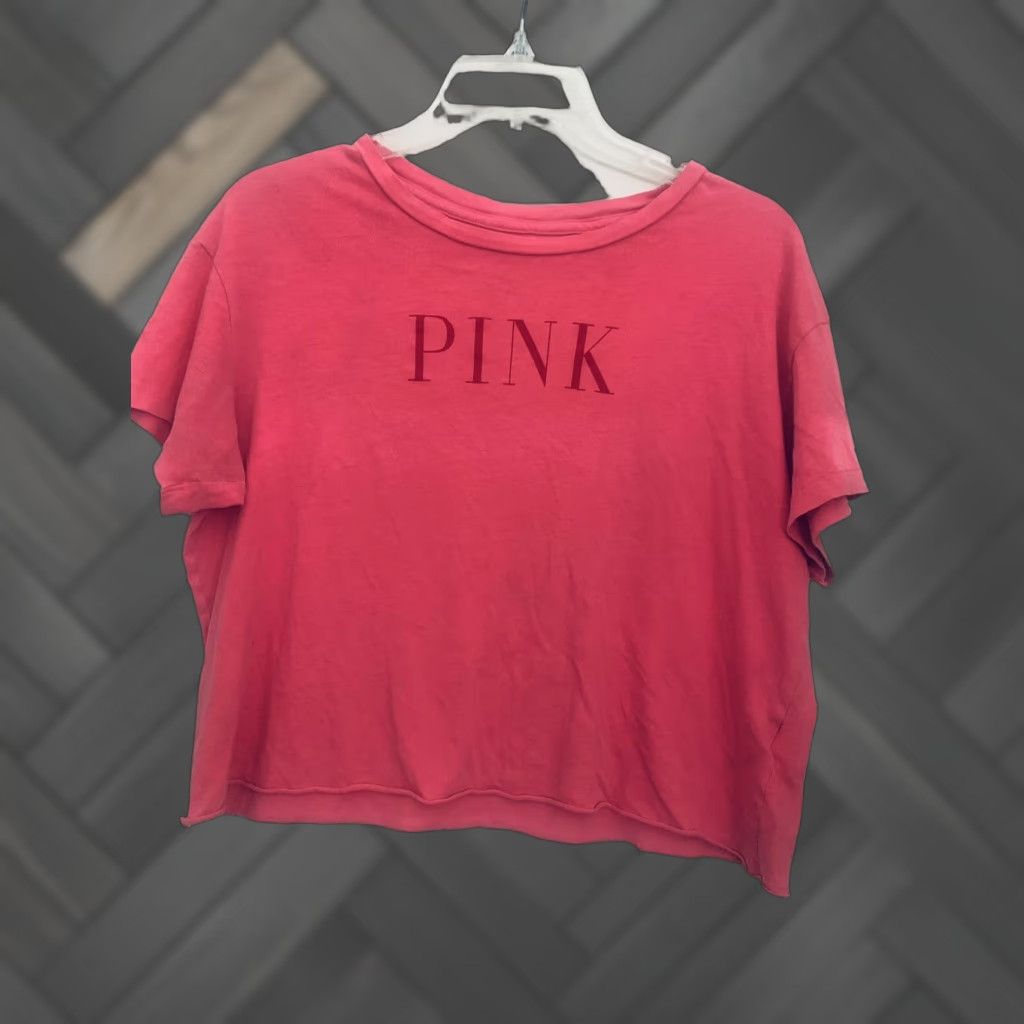 Pinko PINK Crop-Top T-Shirt Small PINK-by-Victorias-Secret Shirt Womens Regular Small Pink Logo Cropped Short Sleeve Knit 100% Cotton VINTAGE No Model: Logo Size S / US 4 / IT 40 - 1 Thumbnail
