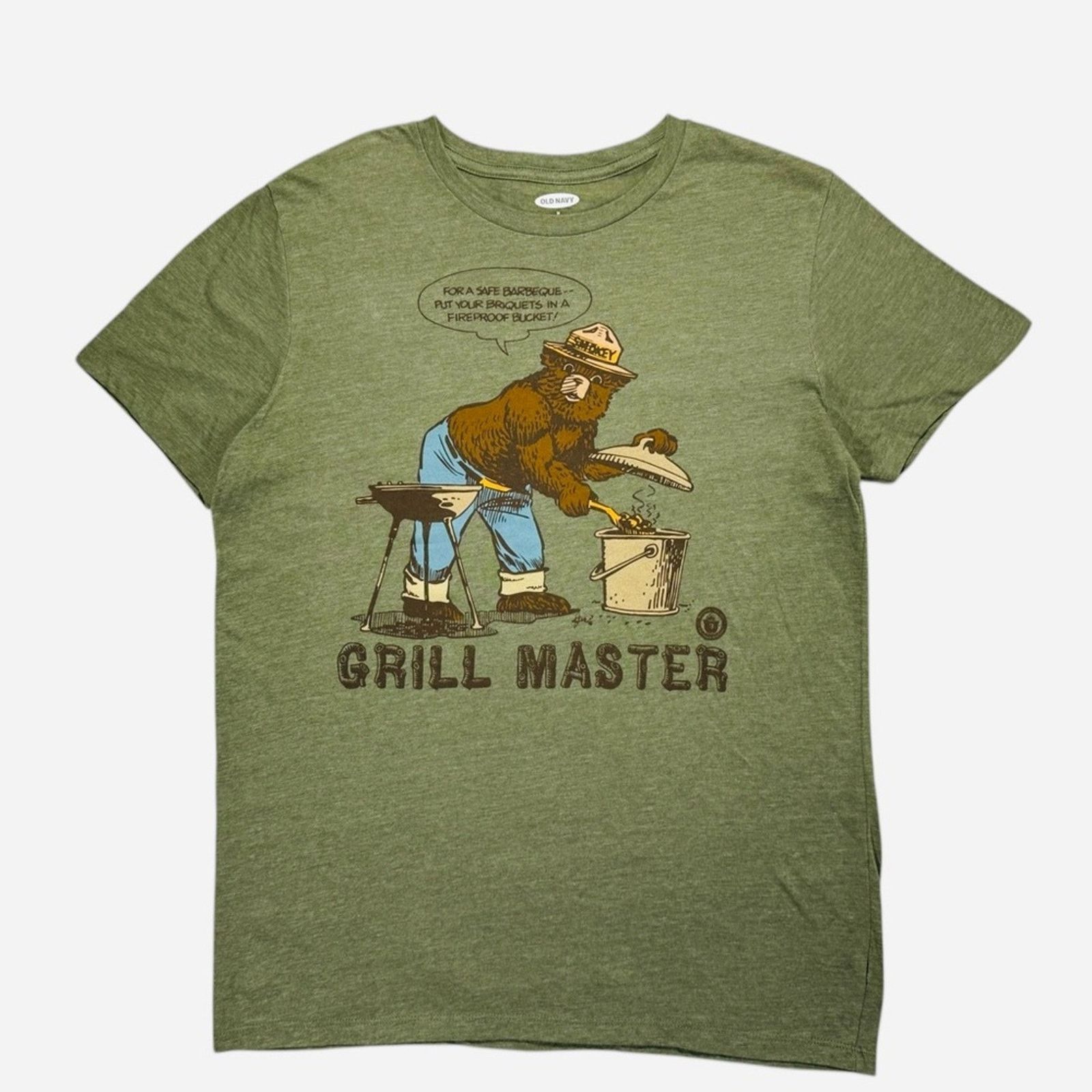 Old Navy Old Navy Smokey the Bear Olive T-Shirt Size US M / EU 48-50 / 2 - 1 Thumbnail