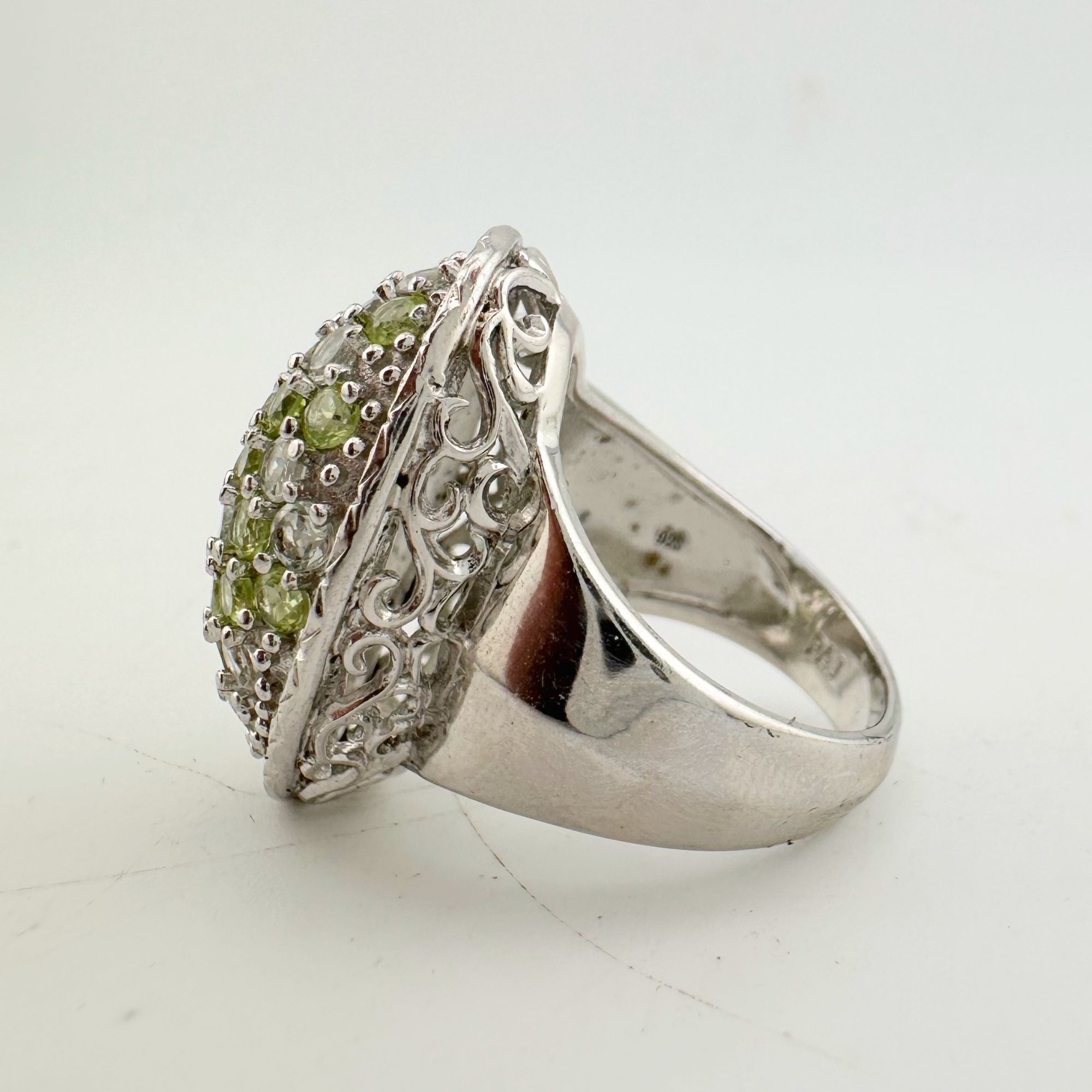 Other 3 Carat Large and Beautiful Peridot Pave' Ring Size 7 Size ONE SIZE - 10 Thumbnail