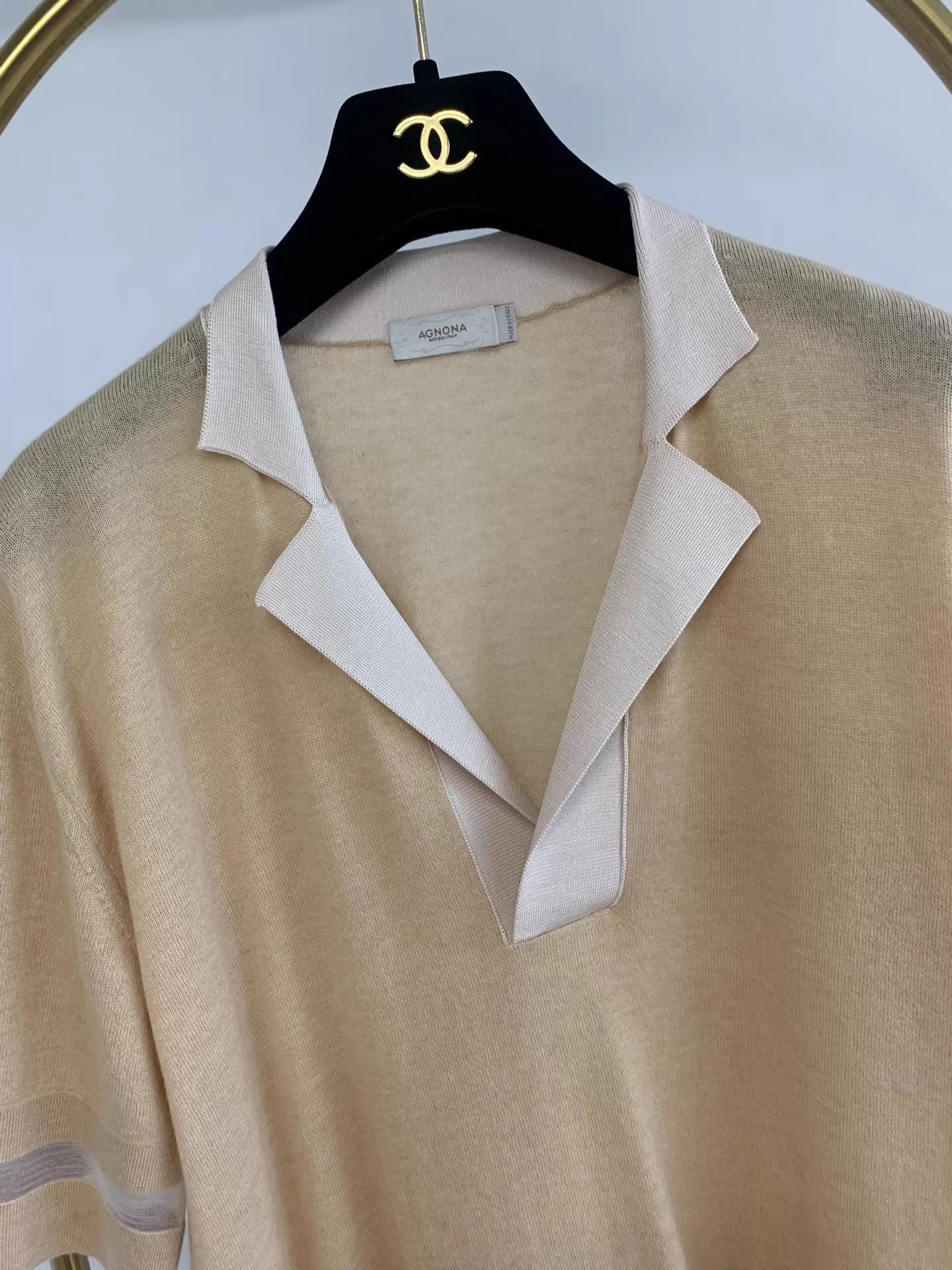 Agnona Agnona Cashmere Collar Short Sleeve Knit S NearNew Size S / US 4 / IT 40 - 2 Thumbnail
