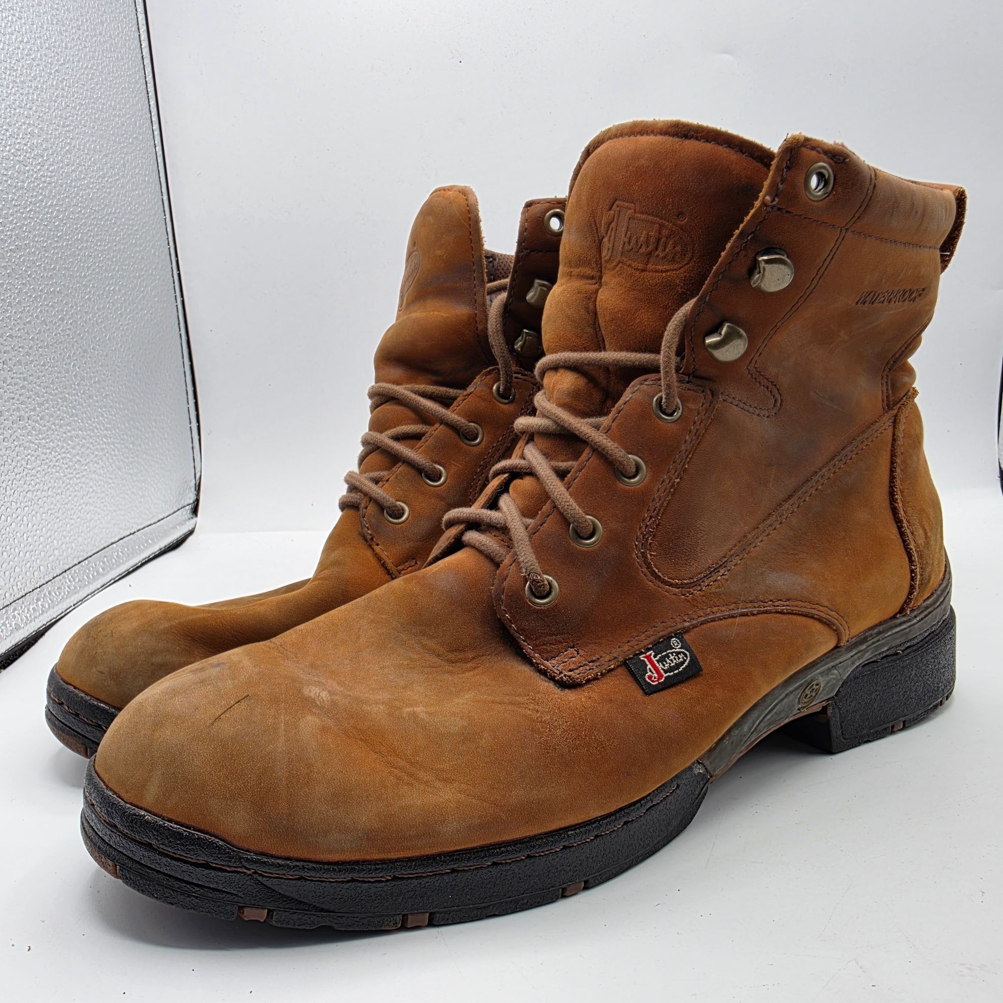 Justin Justin Mens Size 9 D Brown Work Boots Waterproof Outdoors Ca Size US 9 / EU 42 - 4 Thumbnail