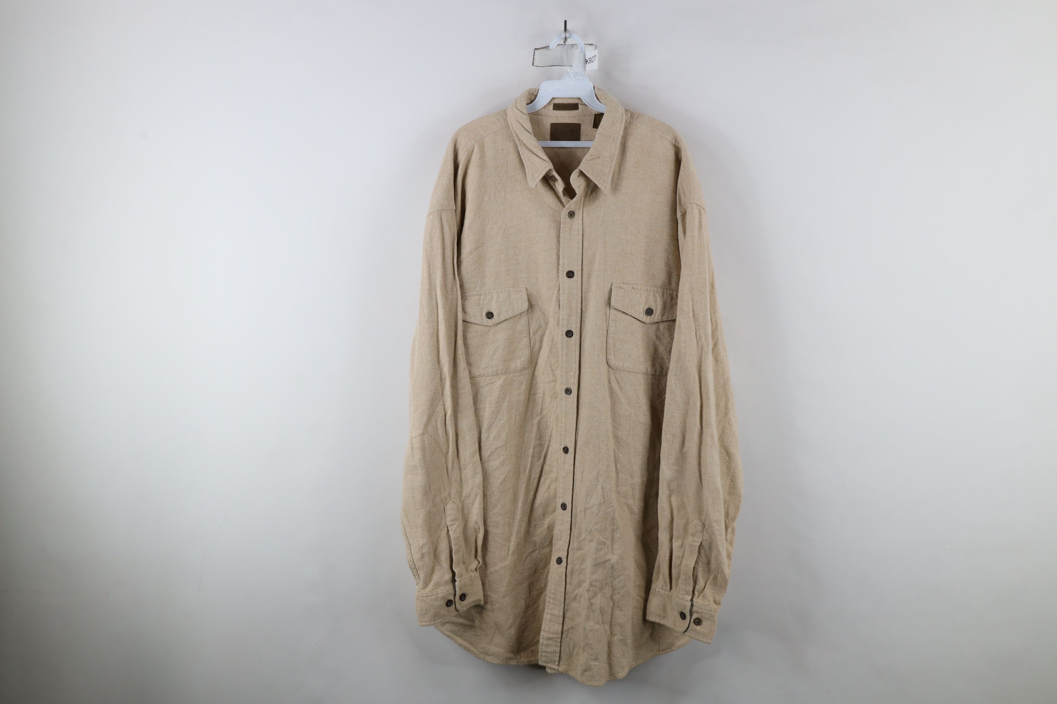 Vintage Vintage 90s Streetwear Chamois Cloth Button Shirt Beige Tan Size US XXL / EU 58 / 5 - 1 Thumbnail