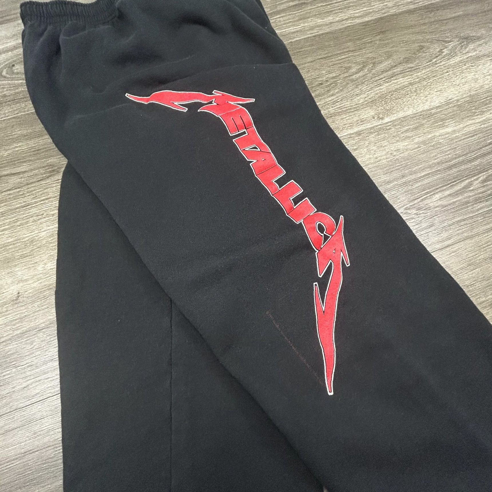 Fruit Of The Loom VINTAGE Metallica Sweatpants Mens L Black Fleece Joggers Made USA 90s 1991 Size US 33 - 4 Thumbnail