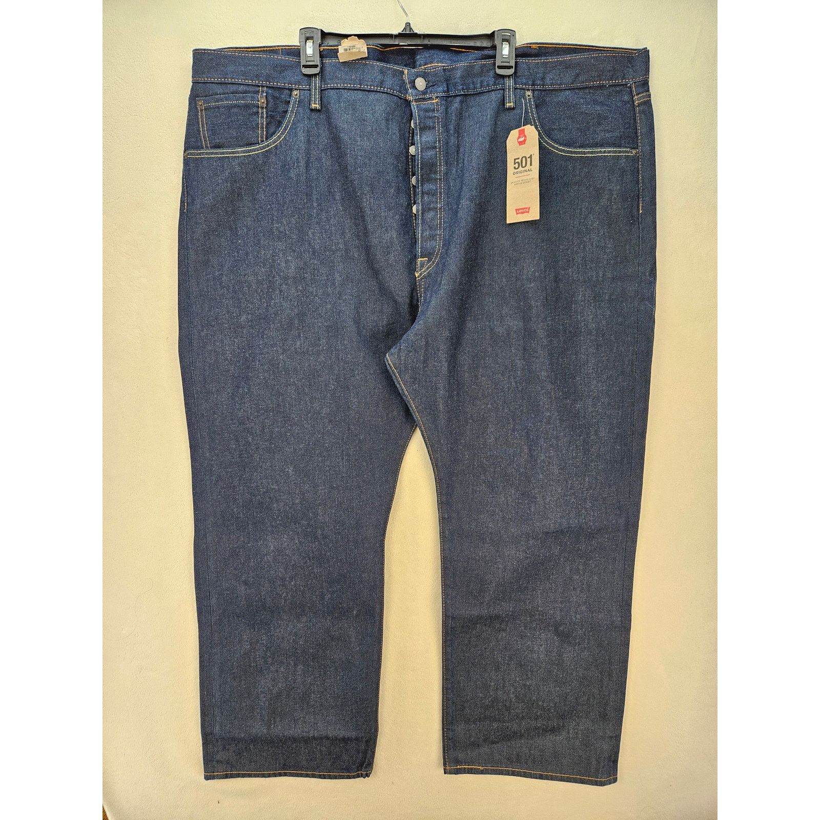 Levi's LEVI'S 501 MEN'S 52X30 ORIGINAL BUTTON FLY DARK WASH JEANS Size US 44 / EU 60 - 1 Thumbnail