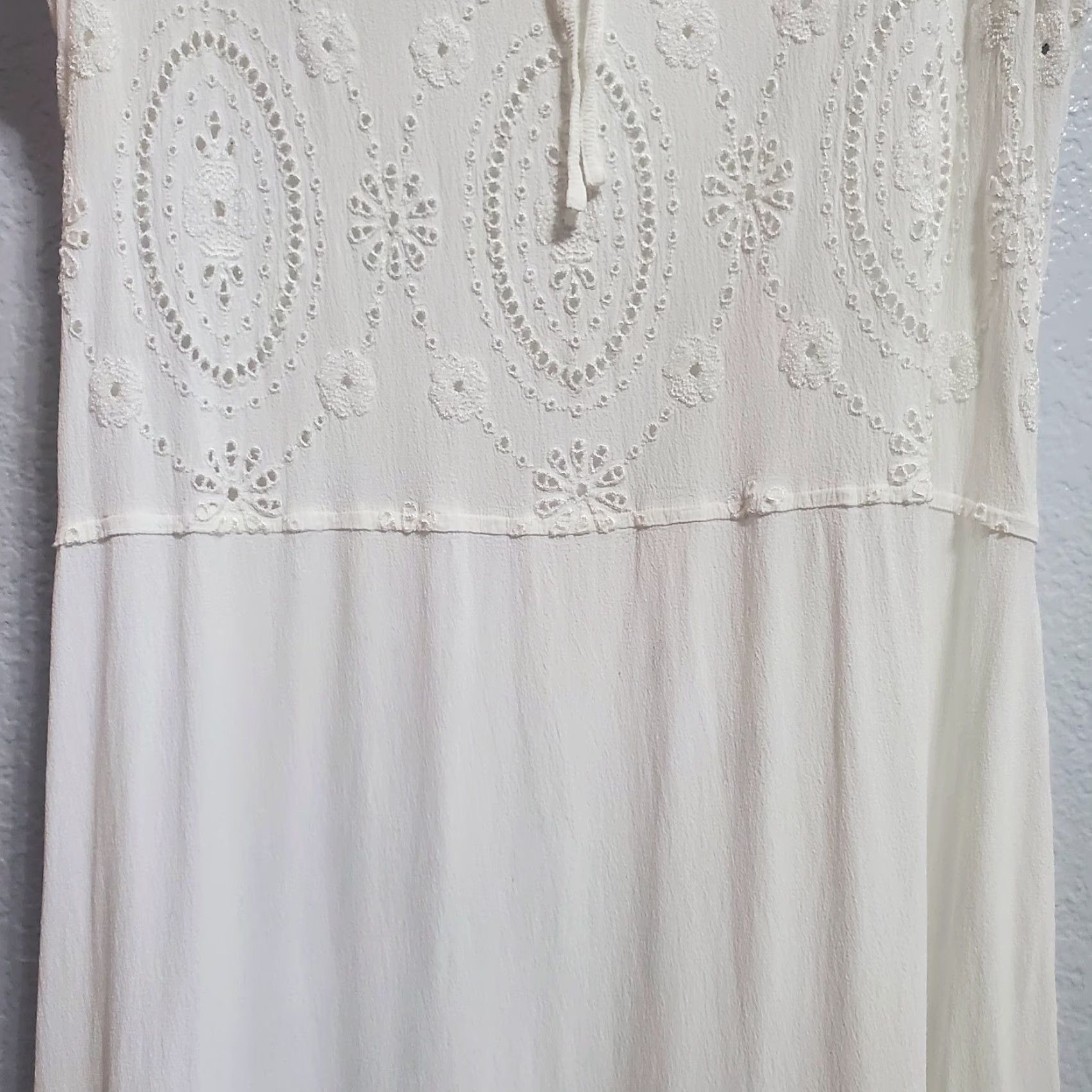 Vintage VINTAGE Ghost Dress Womens L White Tiered Eyelet Flutter Sleeve Cottagecore Prairie Dress Size L / US 10 / IT 46 - 7 Thumbnail