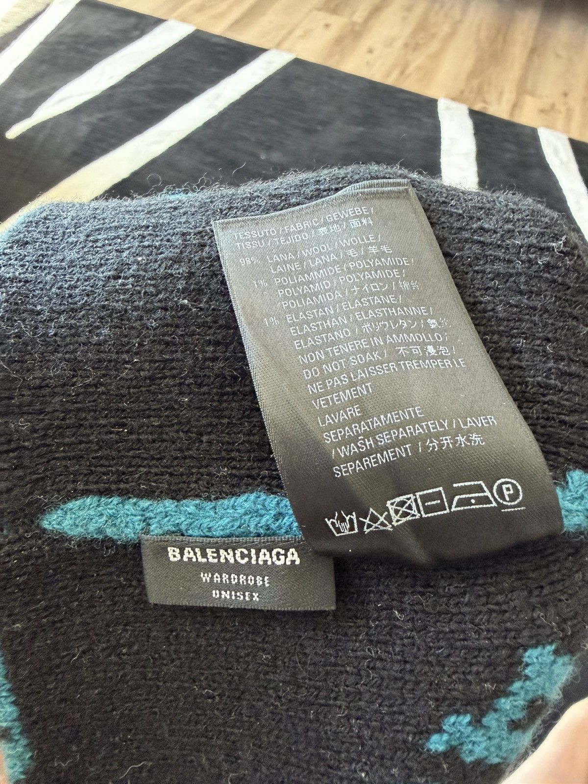 Balenciaga Balenciaga All-Over Logo Beanie (Petrol Blue, OS) Size ONE SIZE - 4 Thumbnail