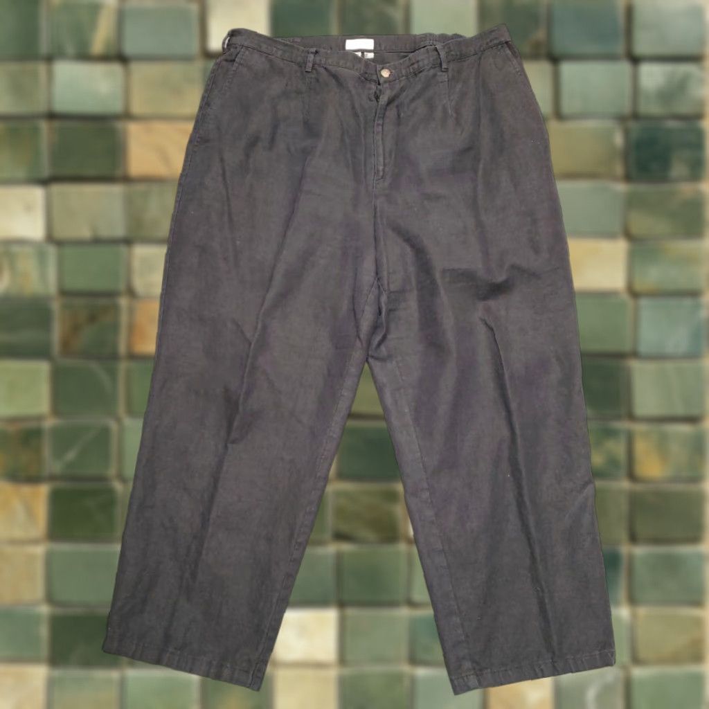 Vintage Elisabeth Pants Womens Black Linen Blend Chino Comfort Everyday Casual 20W Size 42" / US 20 - 1 Thumbnail