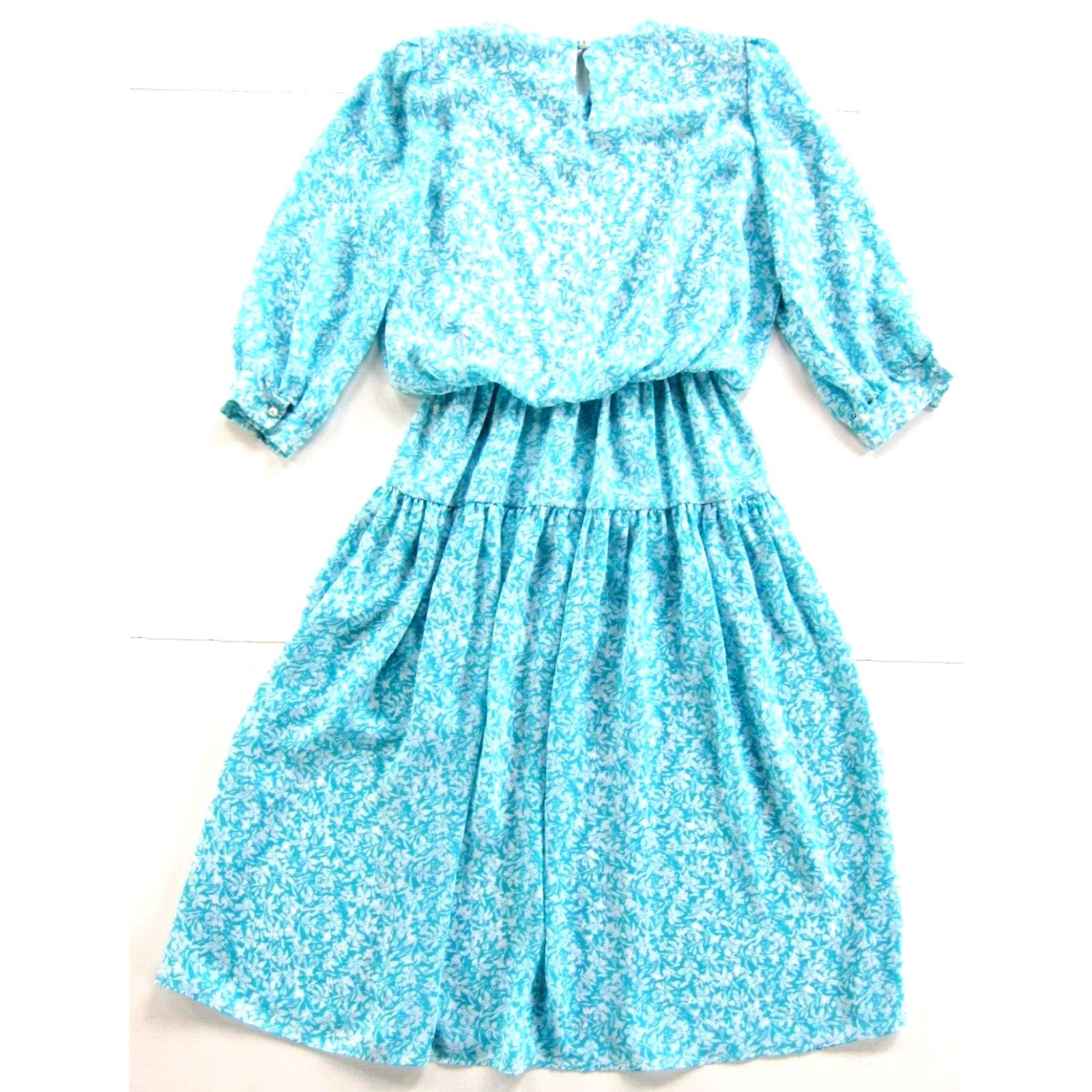 Vintage VTG Marchiondo Of California Blue White Floral 3/4 Sleeve Sheath Dress M-L Womens Size M / US 6-8 / IT 42-44 - 2 Thumbnail