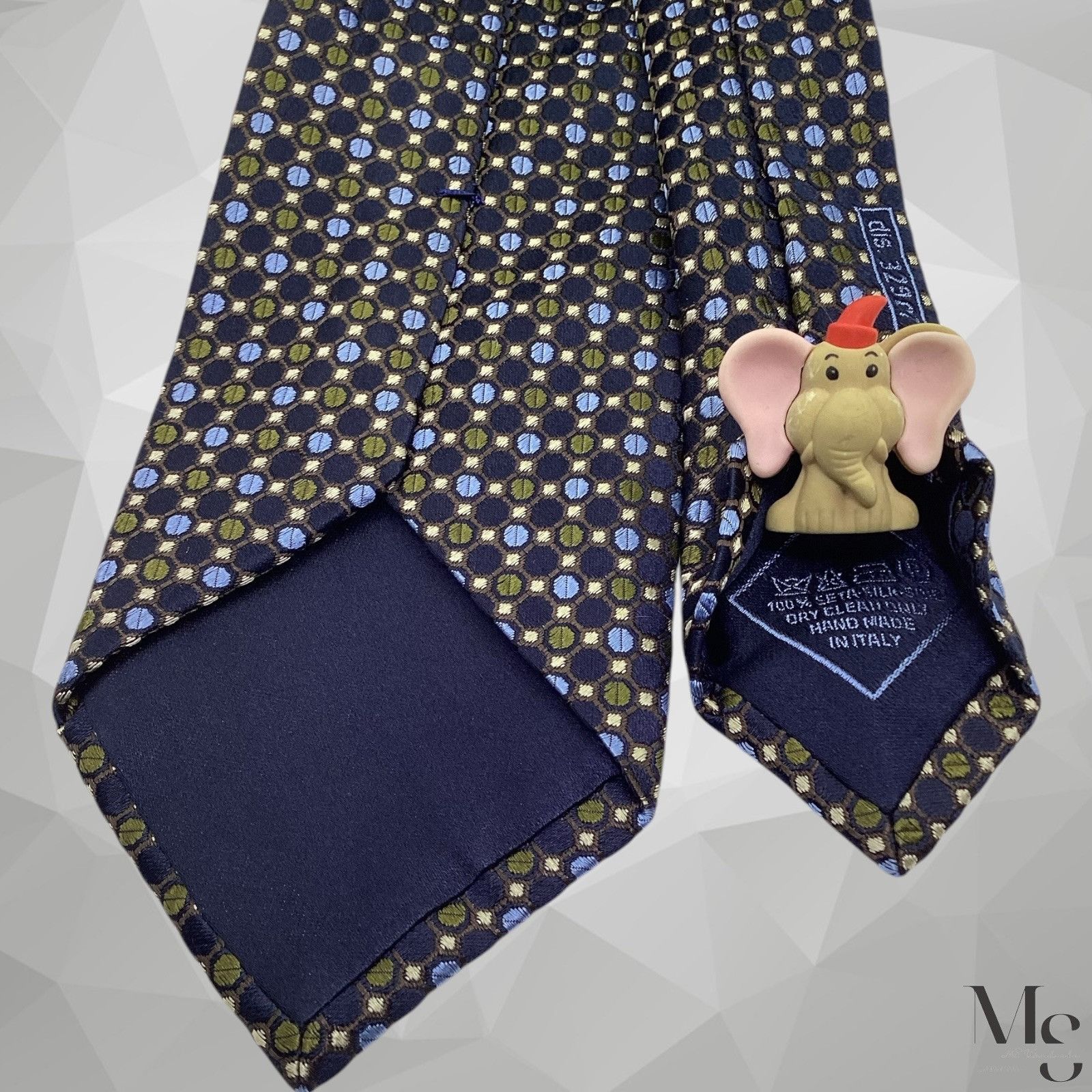Brioni BRIONI Navy & Green Geometric Silk Tie Hand Made In Italy 61 Size ONE SIZE - 5 Thumbnail