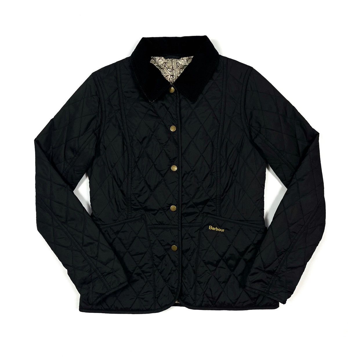 Barbour Summer Printed Liddesdale Black Quilted Jacket UK8