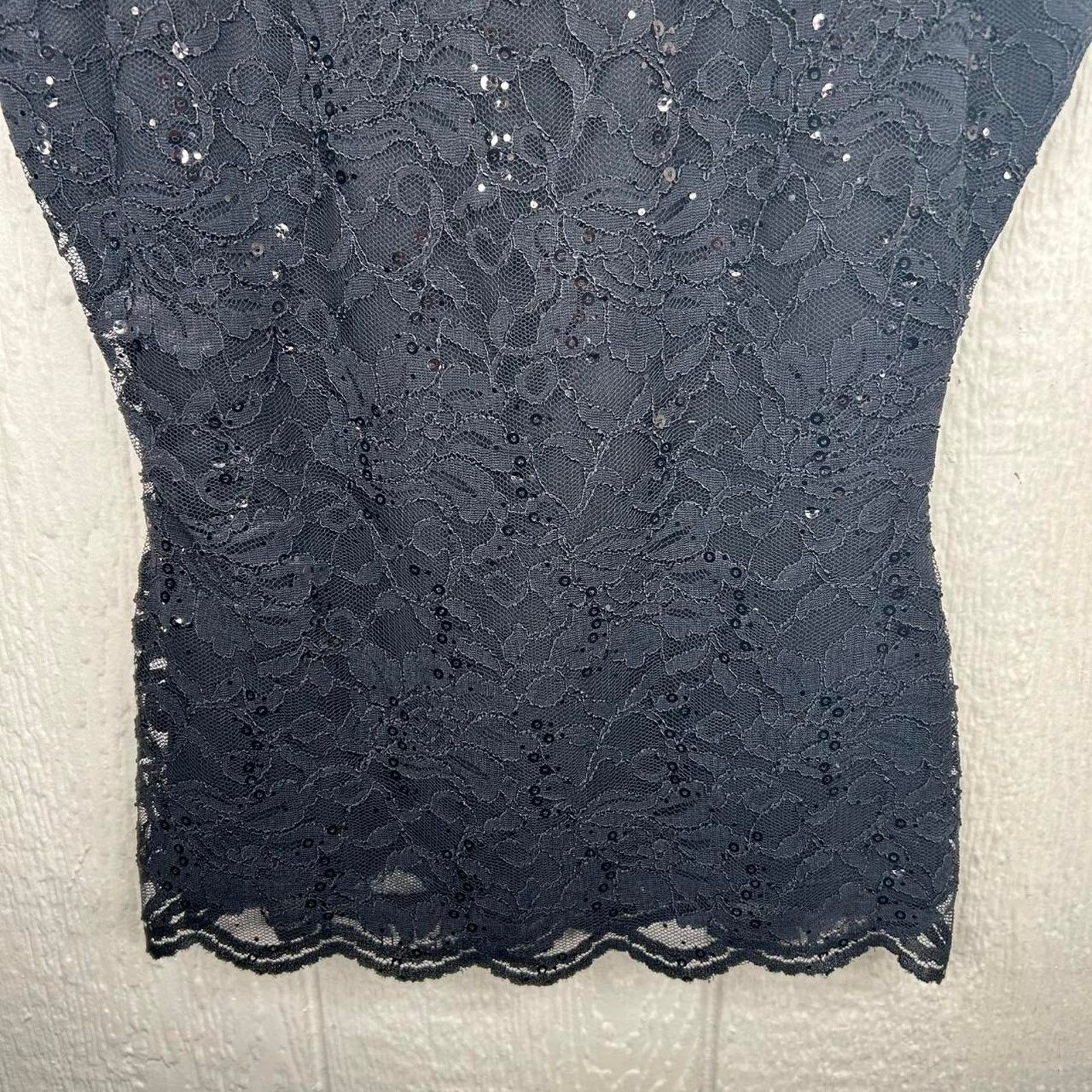 Boston Proper Vintage 90’s Black Sparkly Laced Halter Going Out Top Small Size S / US 4 / IT 40 - 3 Thumbnail