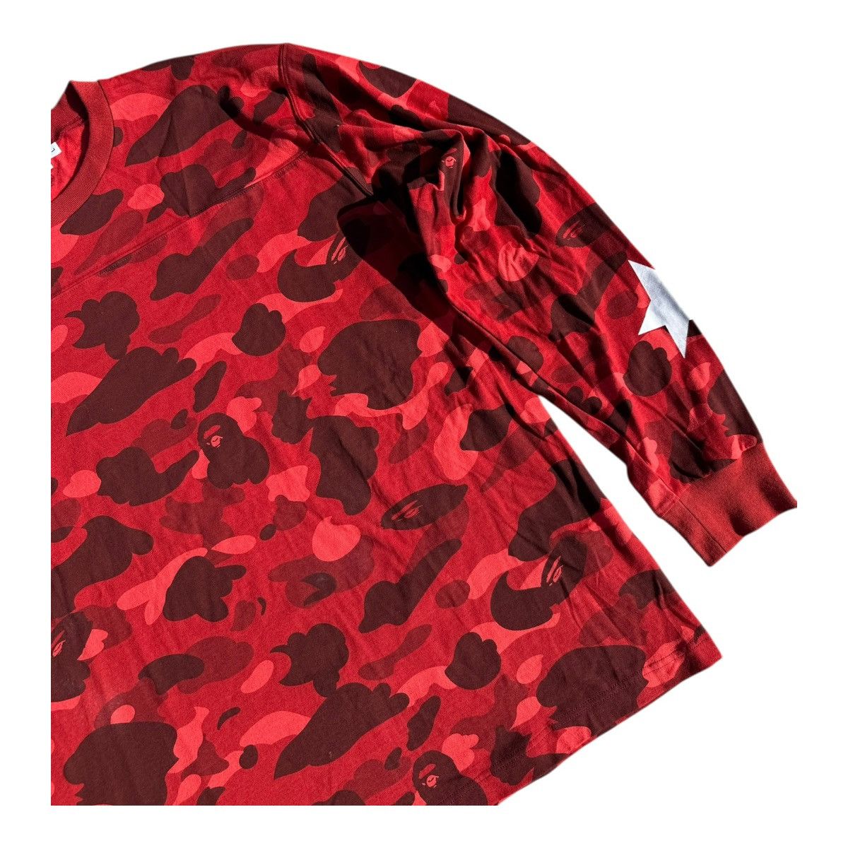 Bape BAPE Red Camo Long Sleeve Tee Lightning Bolt Sleeve Size L Size US L / EU 52-54 / 3 - 3 Thumbnail