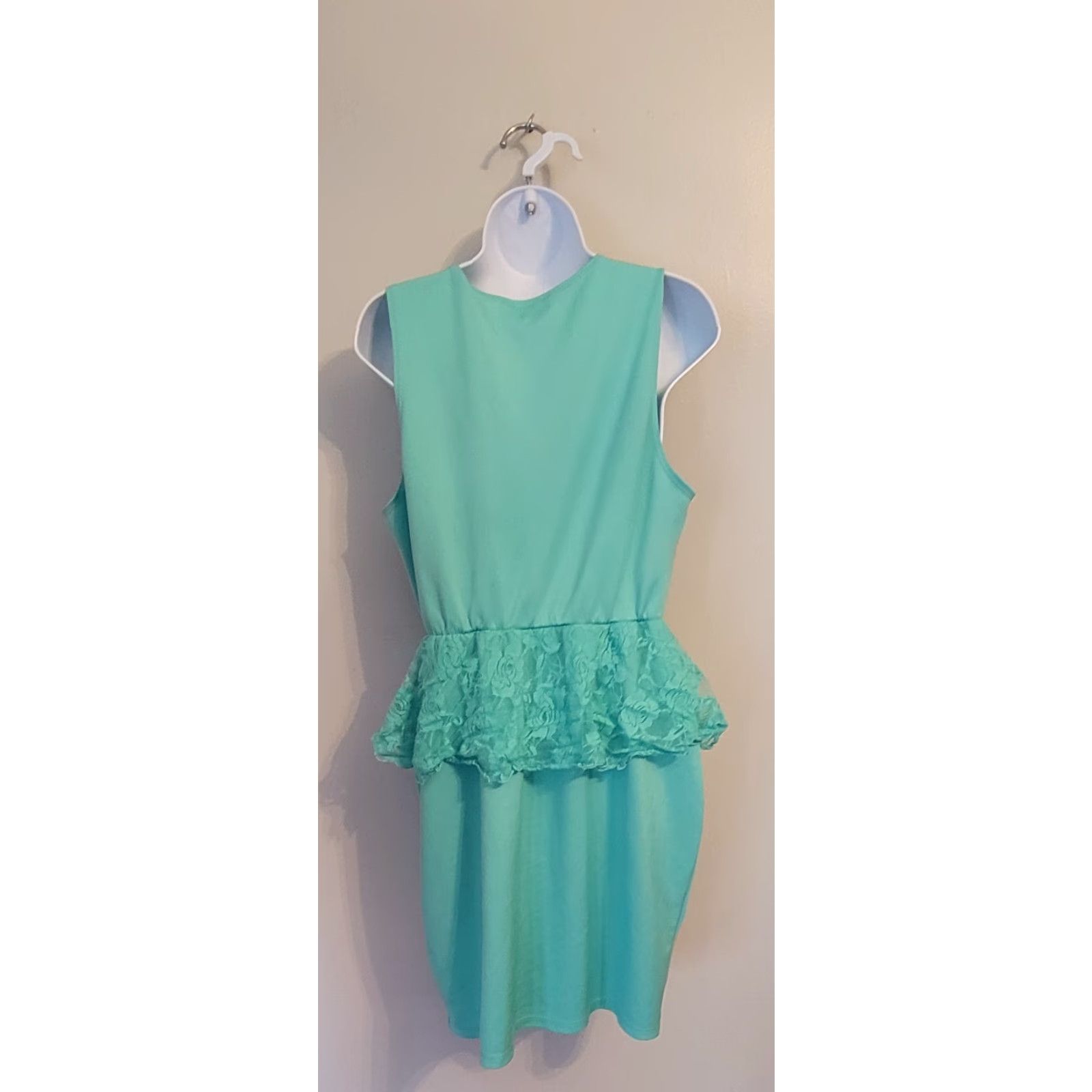 Vintage VINTAGE Lucy Diamonds Dress Peplum Lace Green 1990s 1X Cocktail New Wave Womens Size XL / US 12-14 / IT 48-50 - 4 Thumbnail